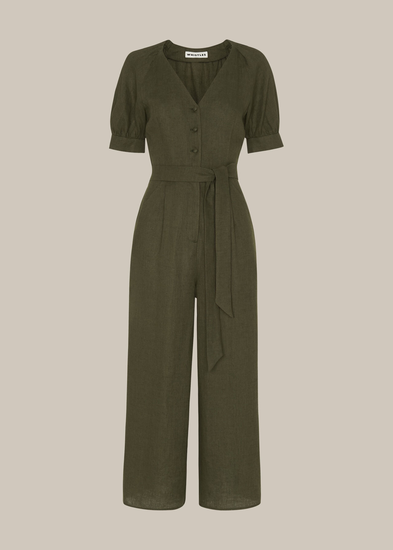 Nora Linen Jumpsuit Khaki