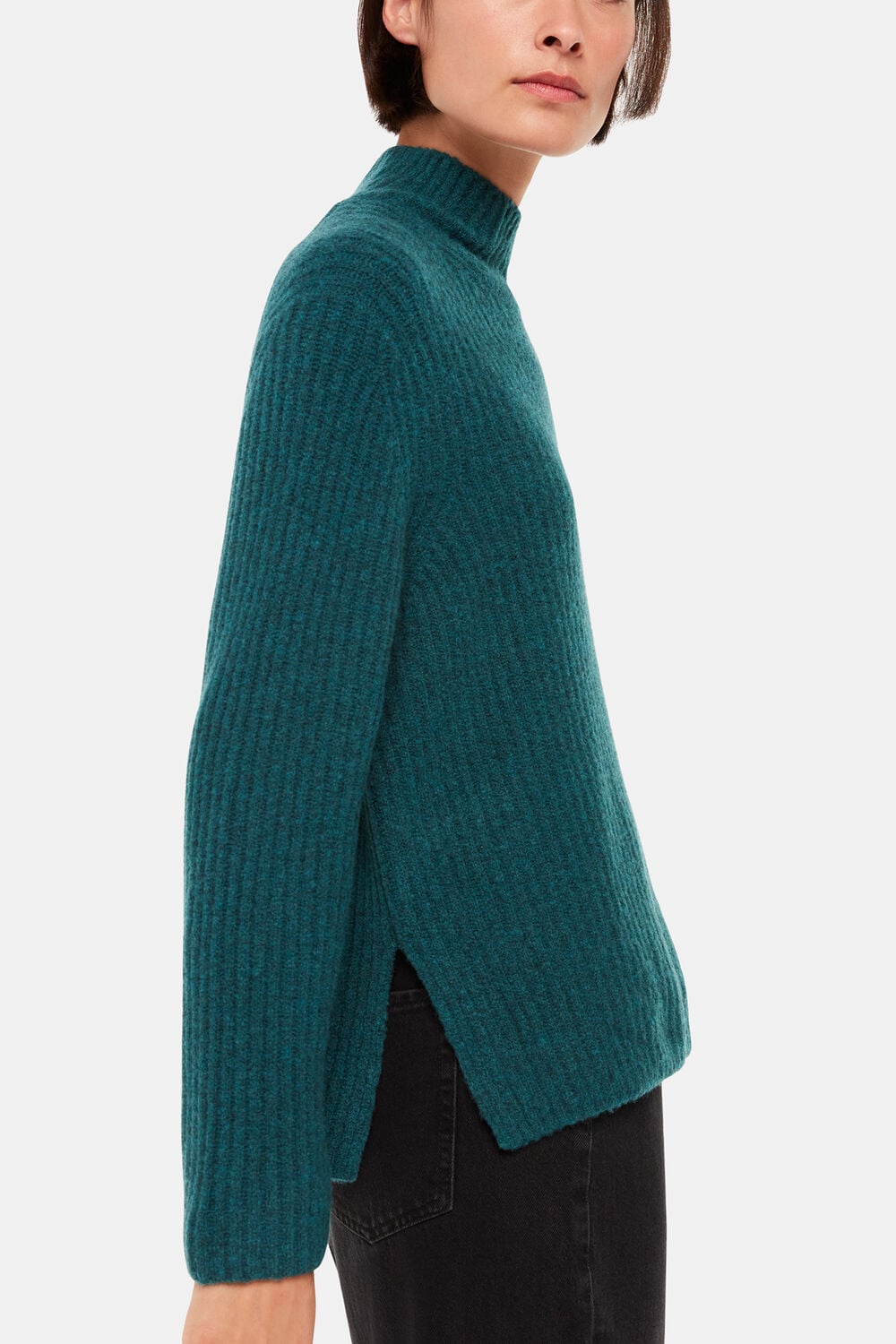 Wool Mix Rib Funnel Neck