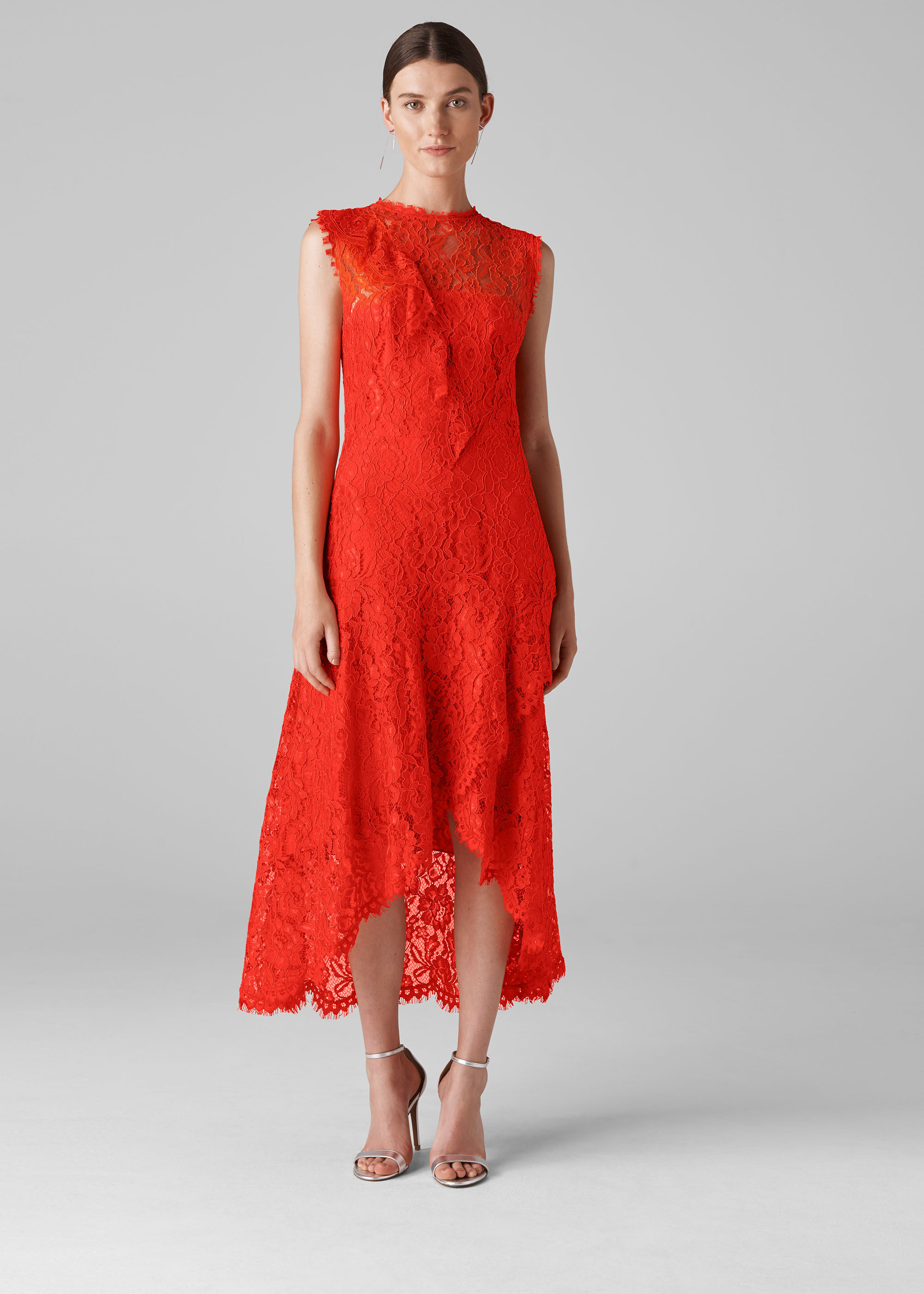 Whistles red lace dress sale