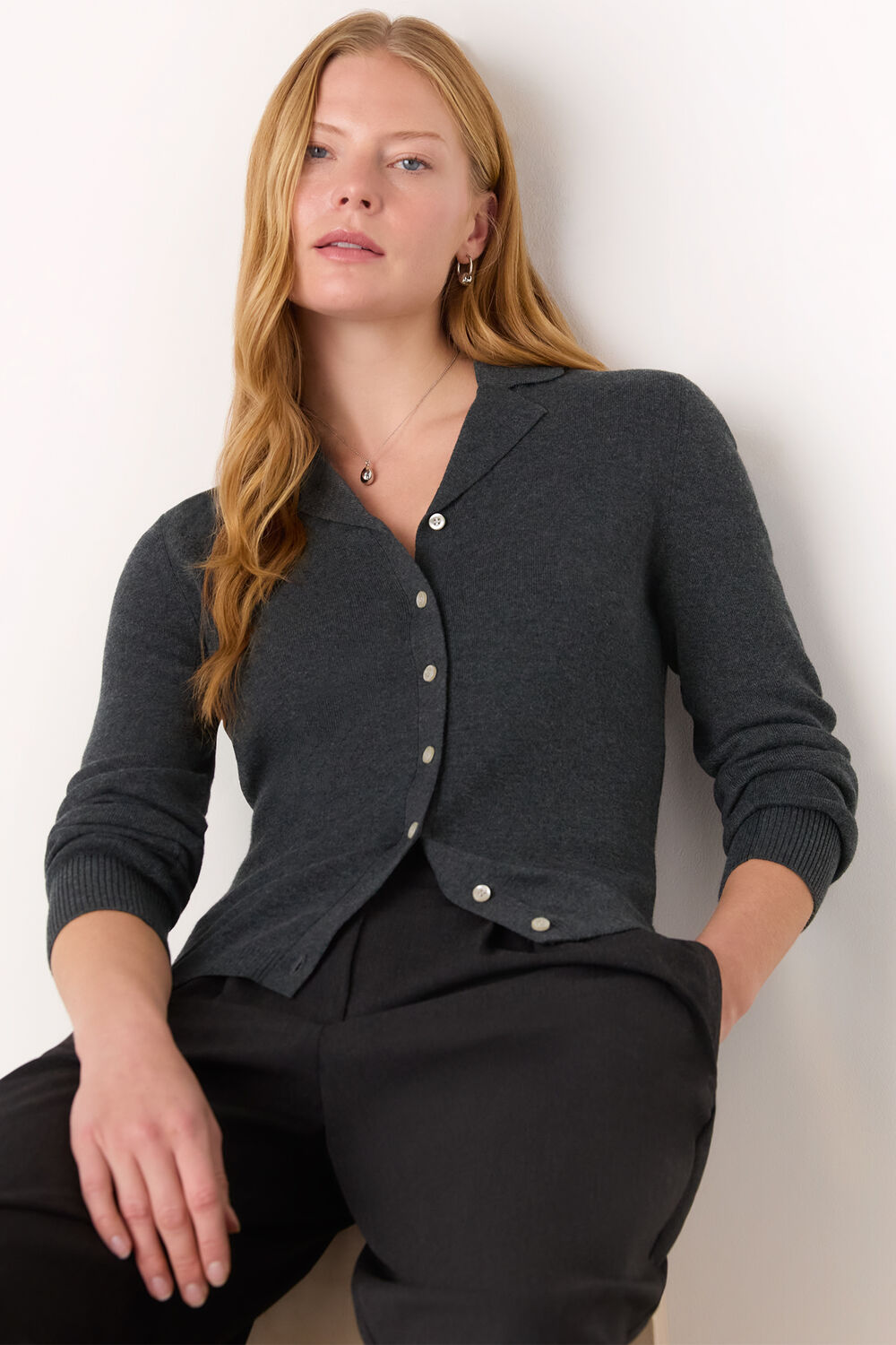 Dark Grey Phoebe Knit Shirt