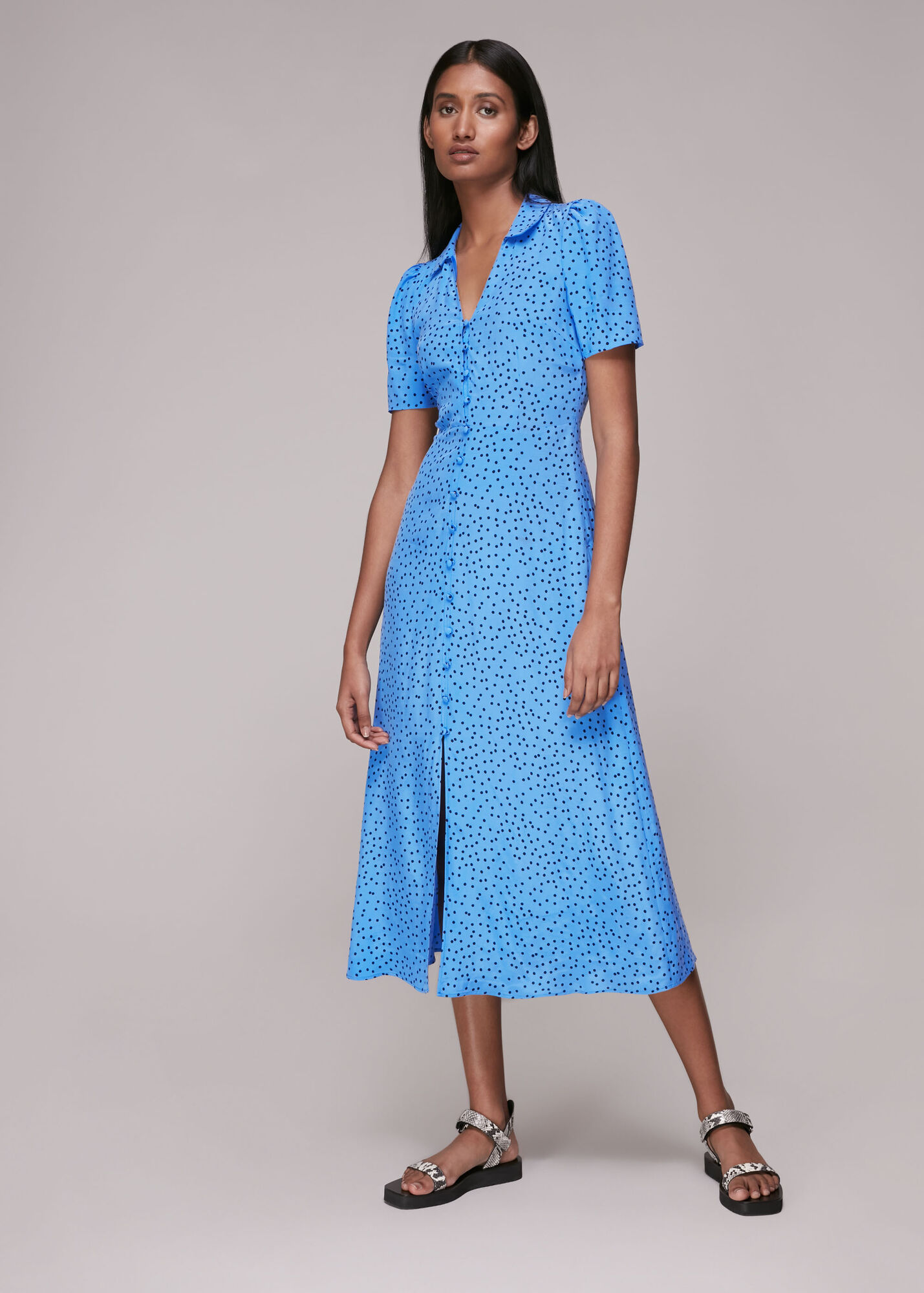 Blue/Multi Rowan Irregular Spot Dress | WHISTLES