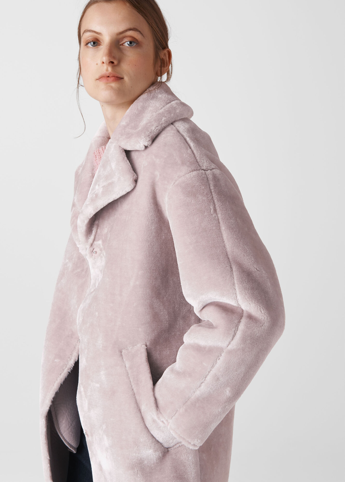 Lilac Faux Fur Cocoon Coat WHISTLES