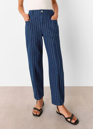 Pinstripe Barrel Leg Jean
