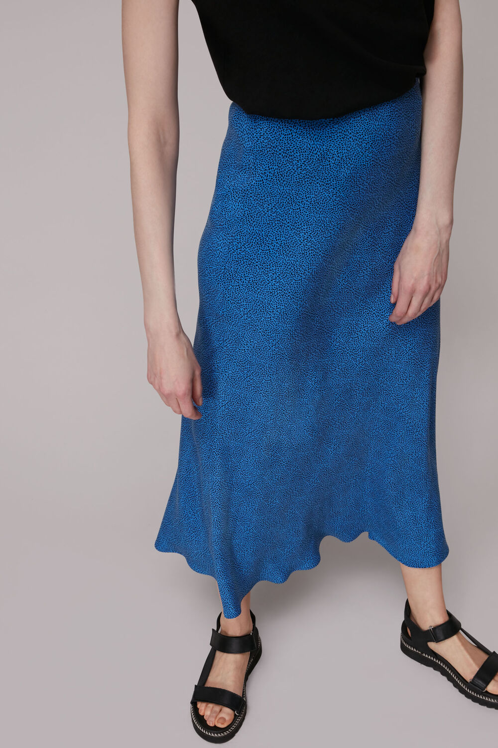 Blue Animal Fleck Print Bias Skirt