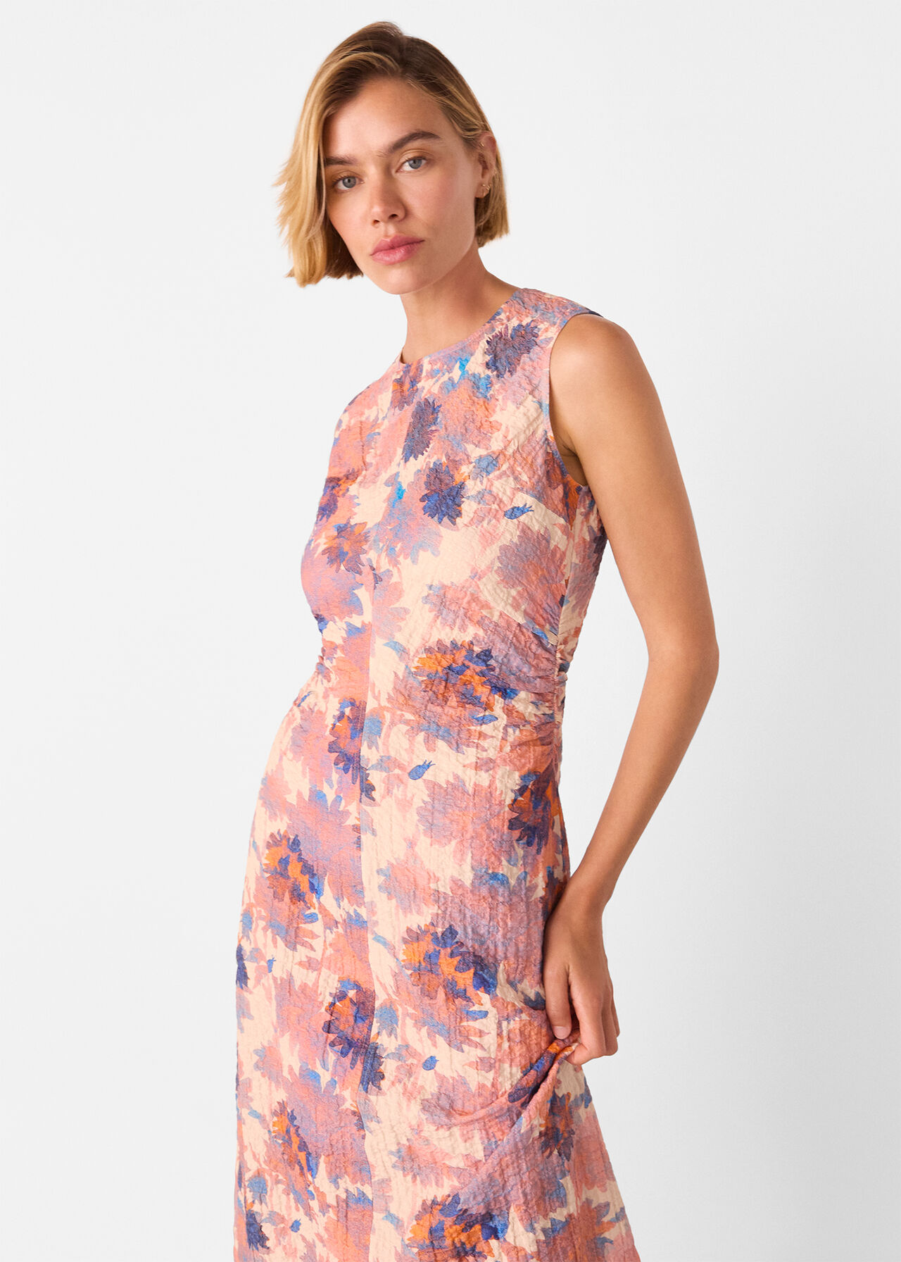 Floral Textured Midi Dress