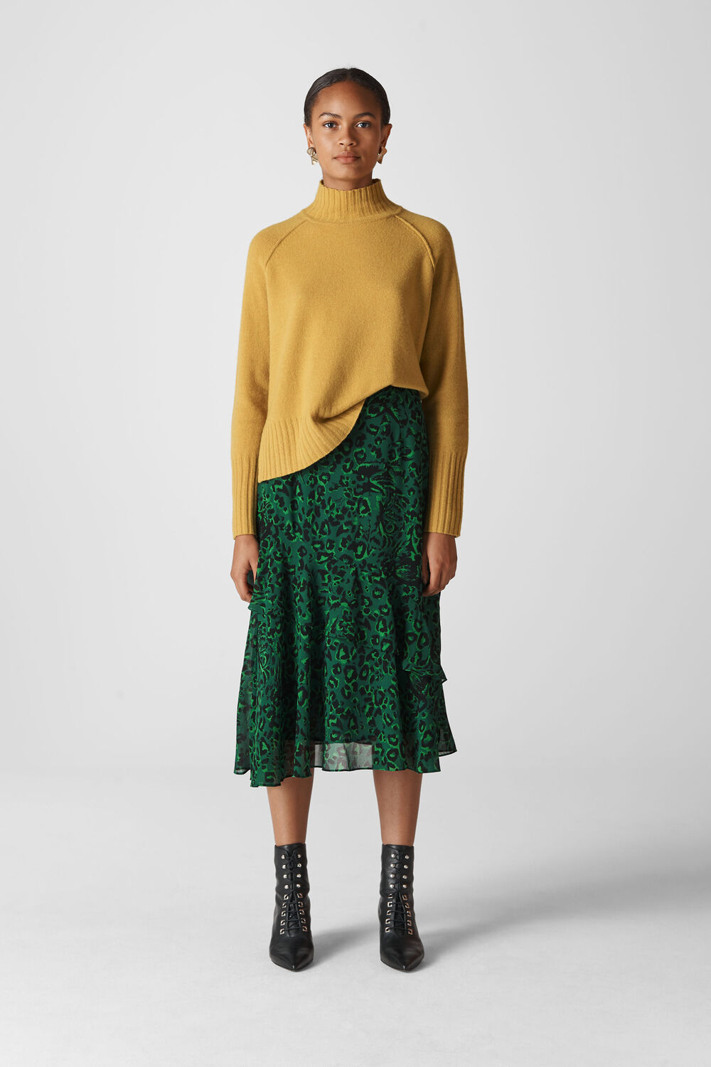 Jungle Cat Print Skirt Green/Multi