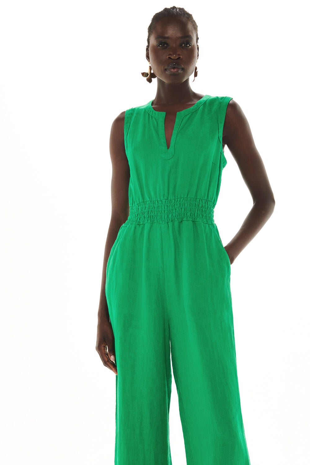 Green Danny Linen Jumpsuit