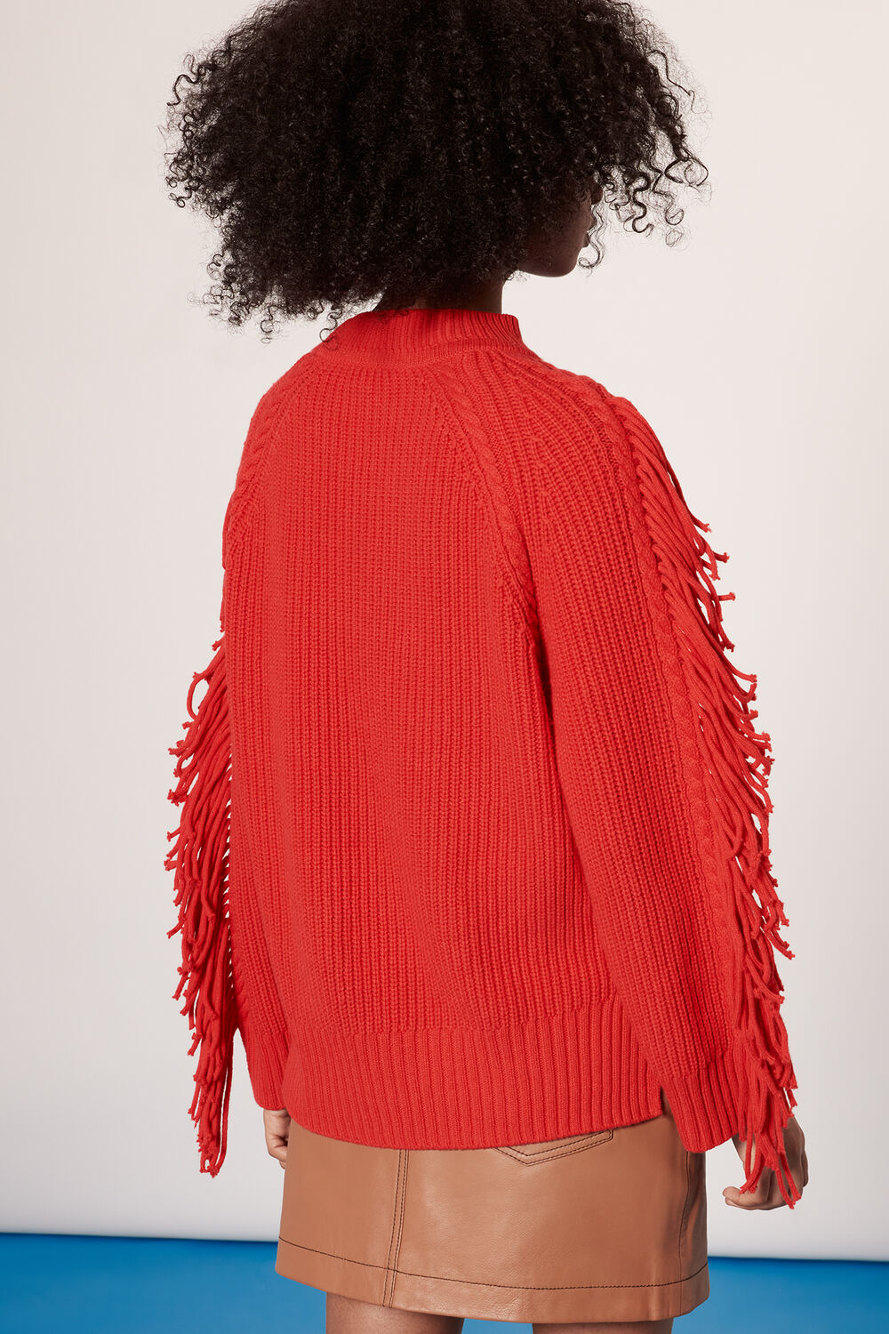 Fringe Sleeve Cable Sweater