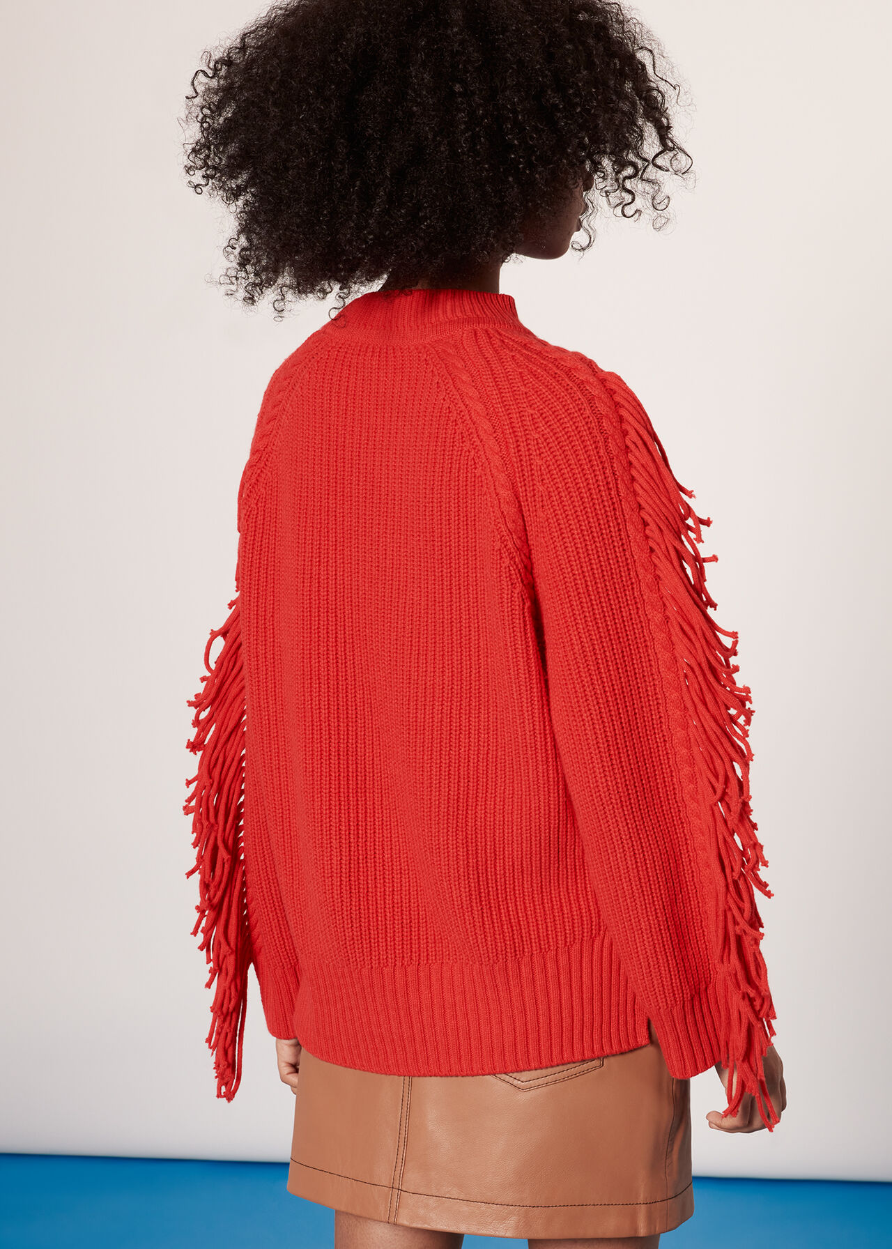 Fringe Sleeve Cable Sweater