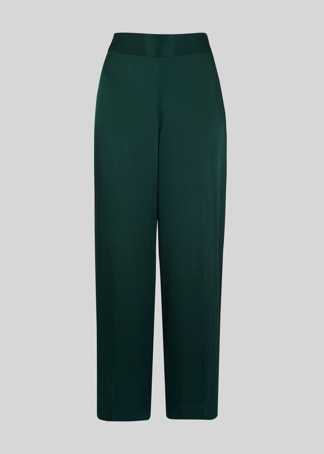 Satin Cropped Trouser Dark Green