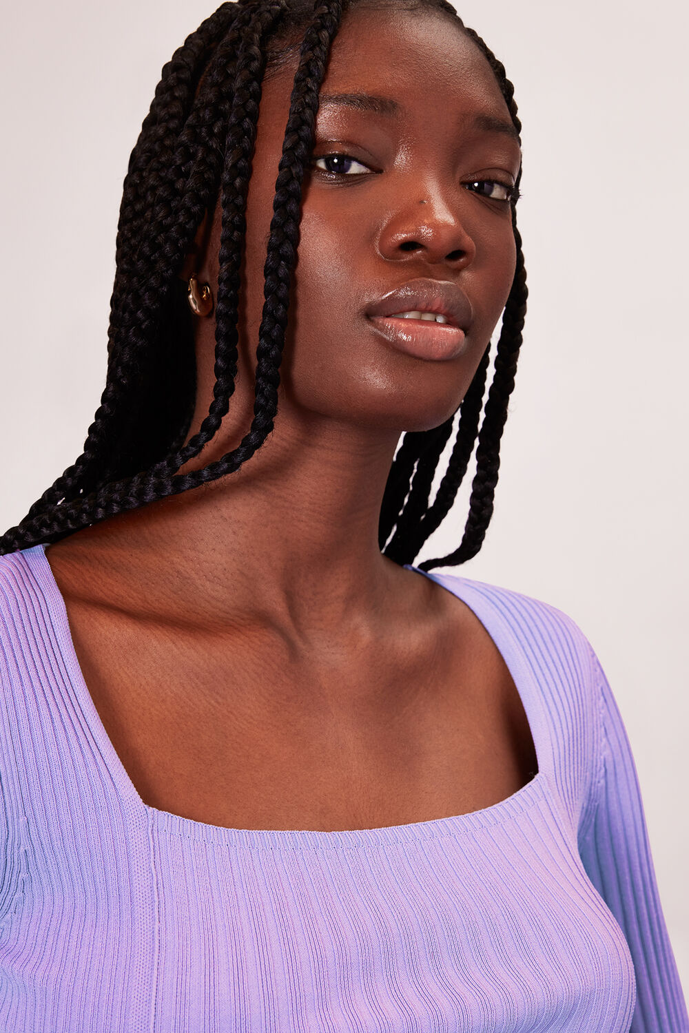 Square Neck Rib Knit
