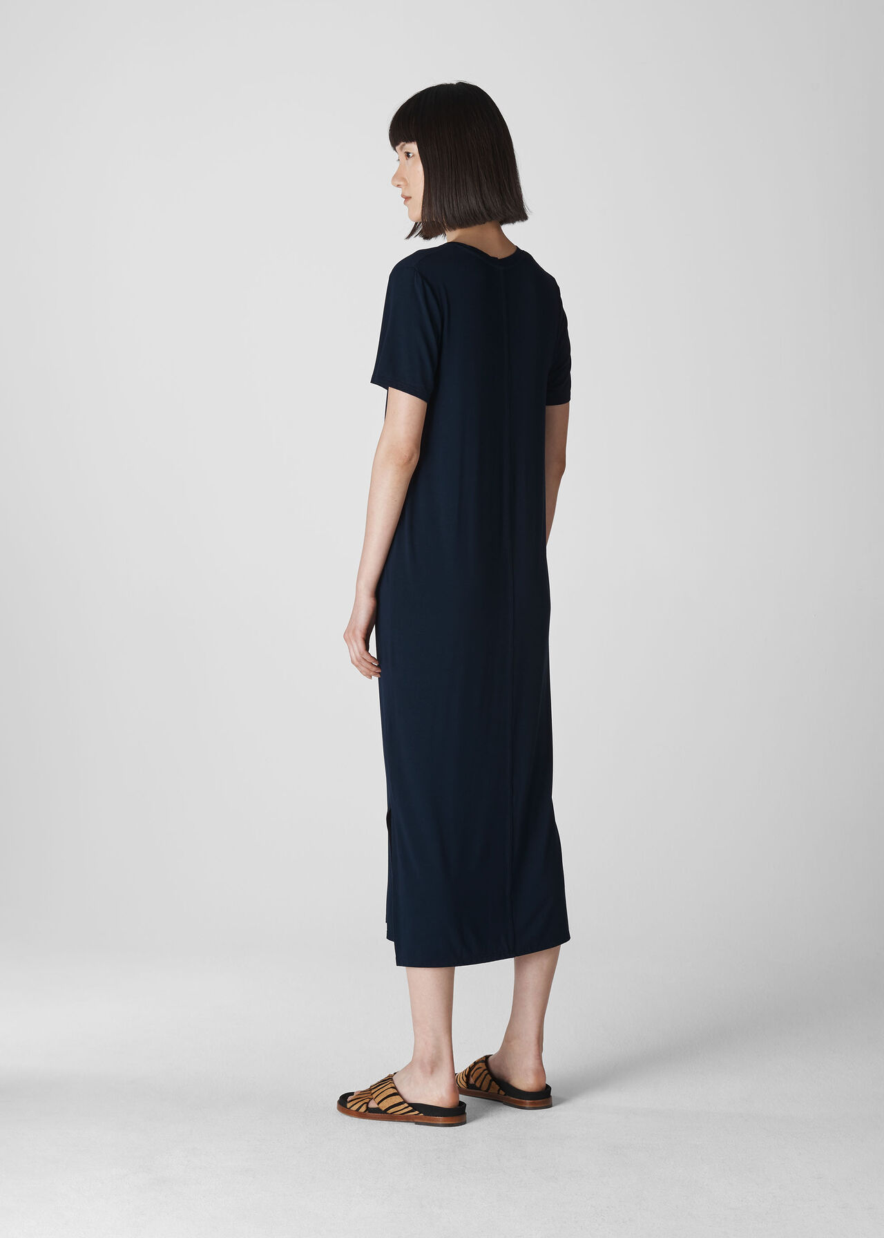 Longline Jersey Dress Navy