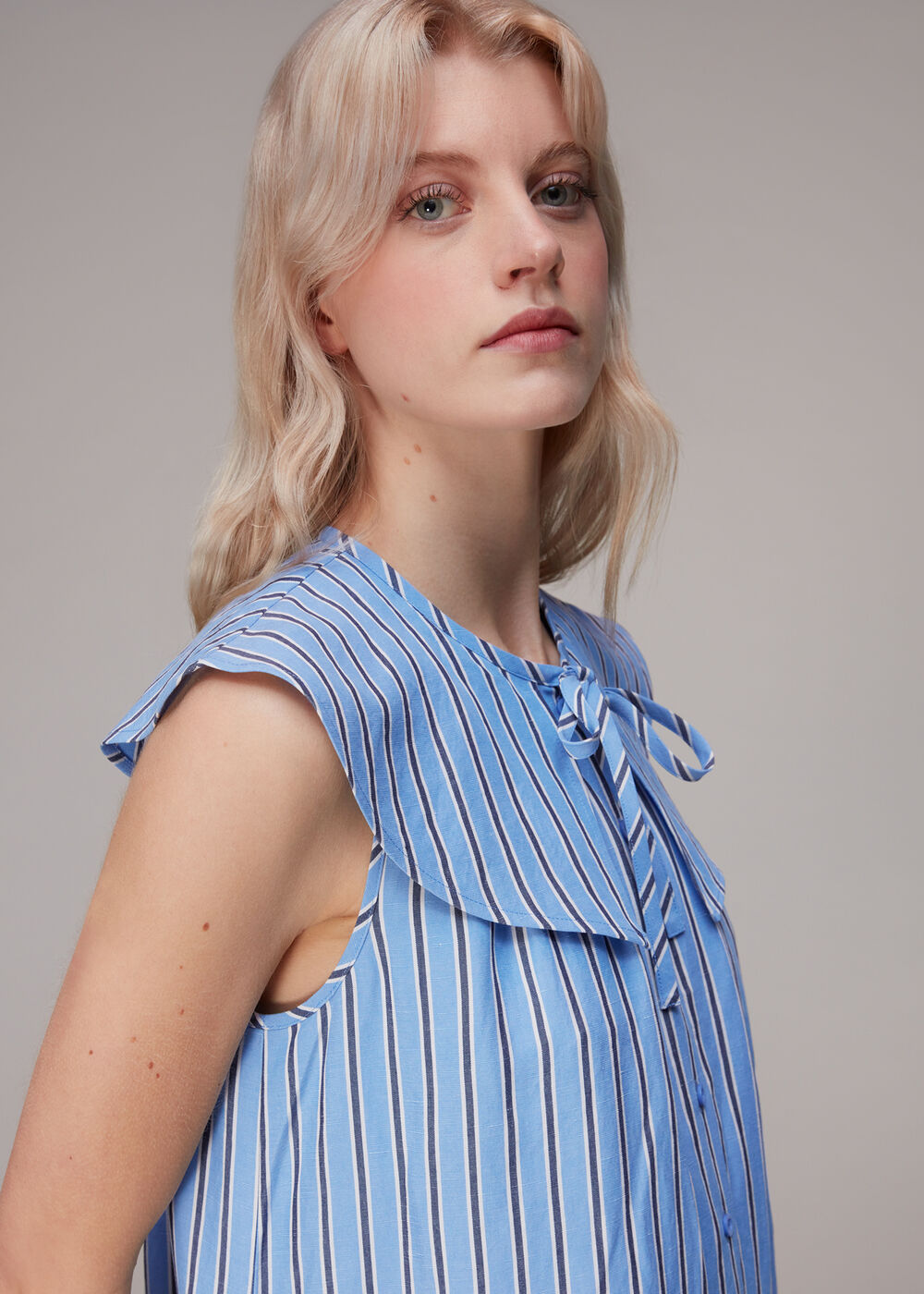 Stripe Collar Trapeze Dress
