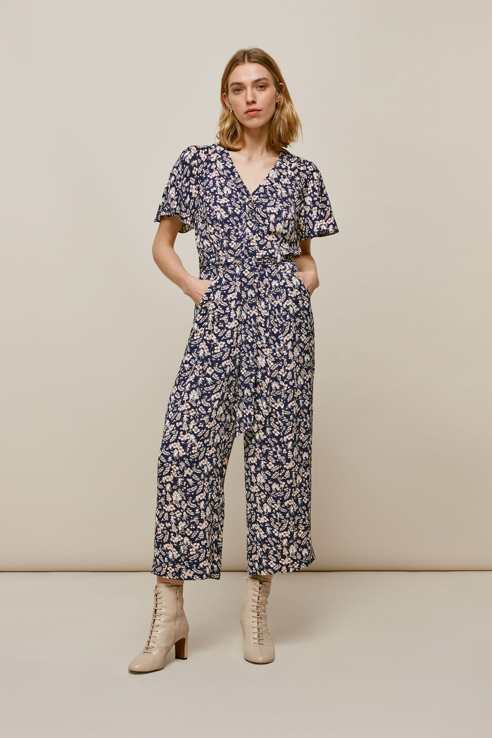 Wheat Floral Jumpsuit