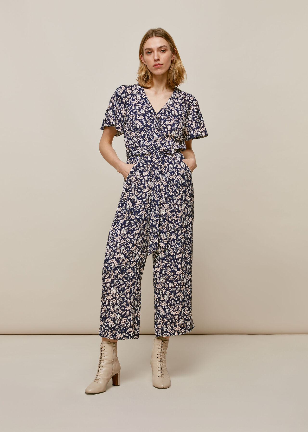 Wheat Floral Jumpsuit