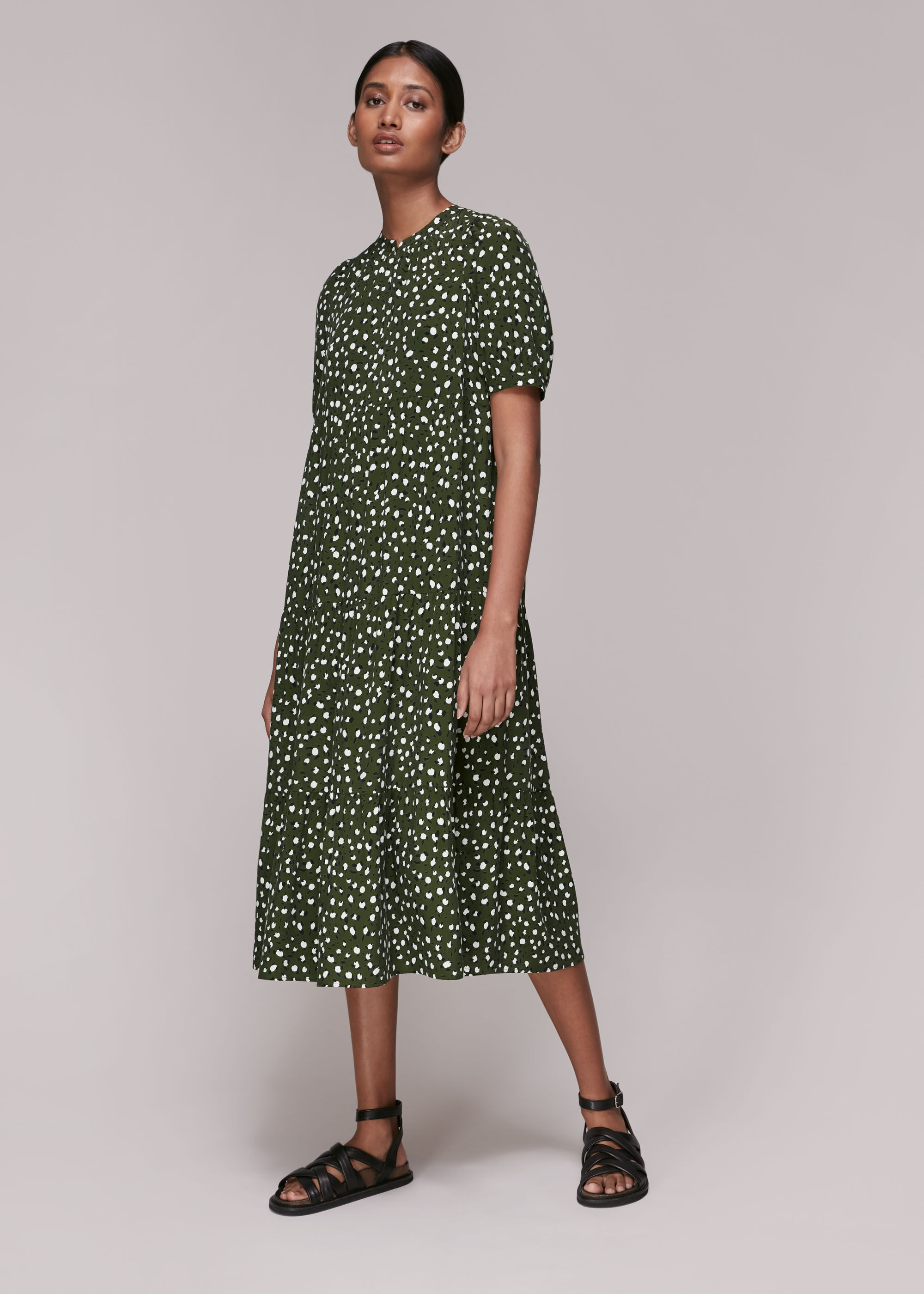 Whistles green animal print dress on sale