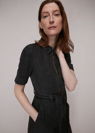 Tie Waist Denim Jumpsuit