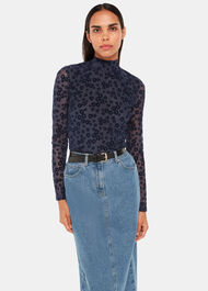 Flower Crew Neck Mesh Top