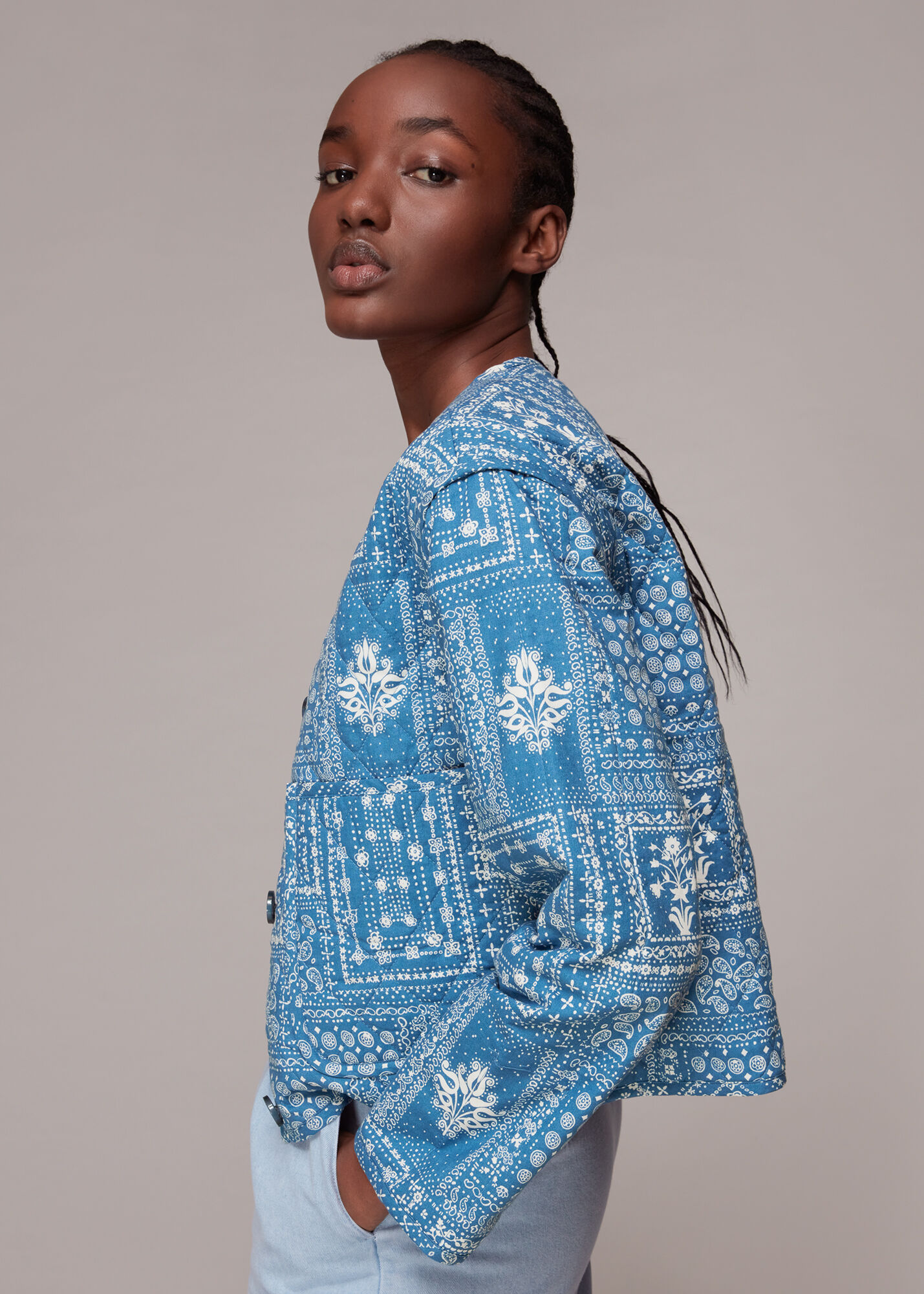 Multicolour Bandana Print Quilted Jacket WHISTLES