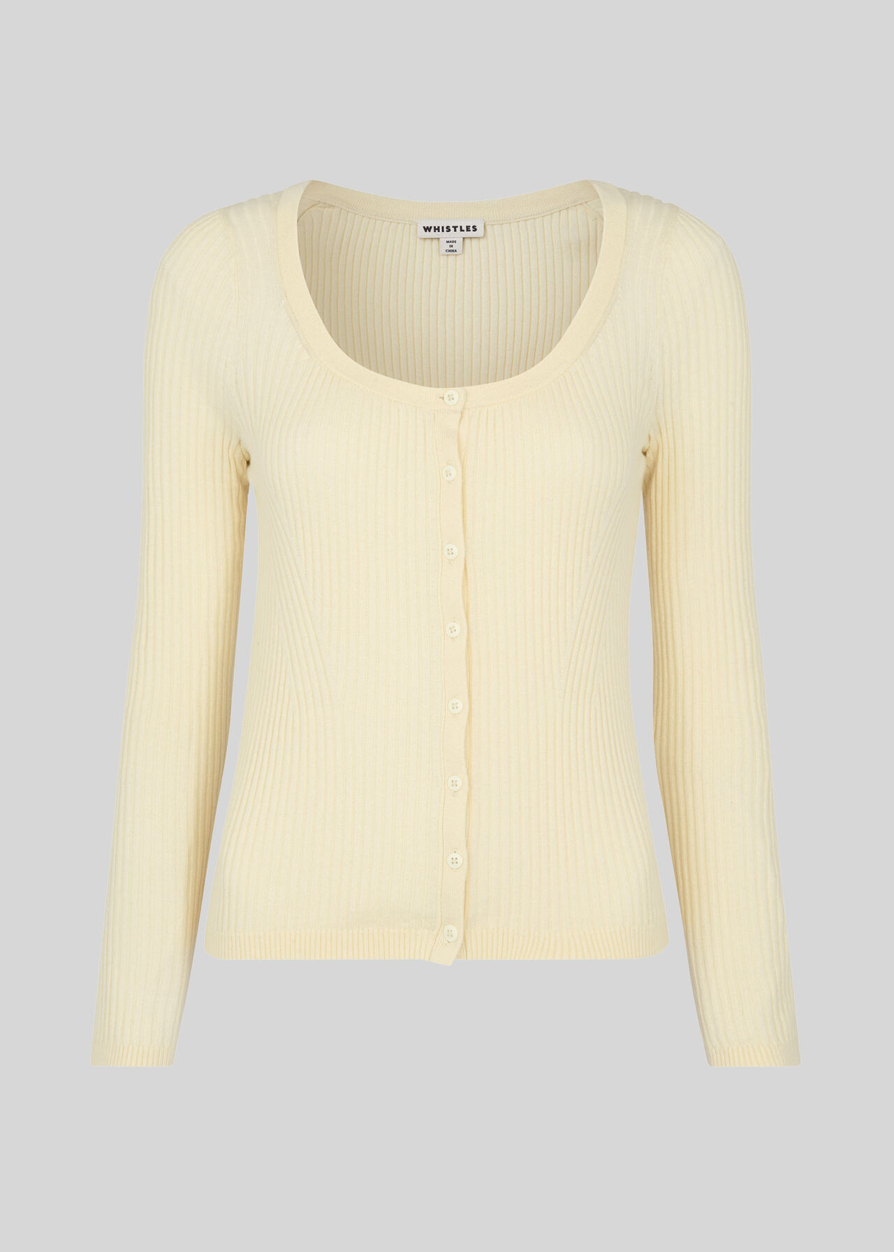 Skinny Rib Cardigan Ivory