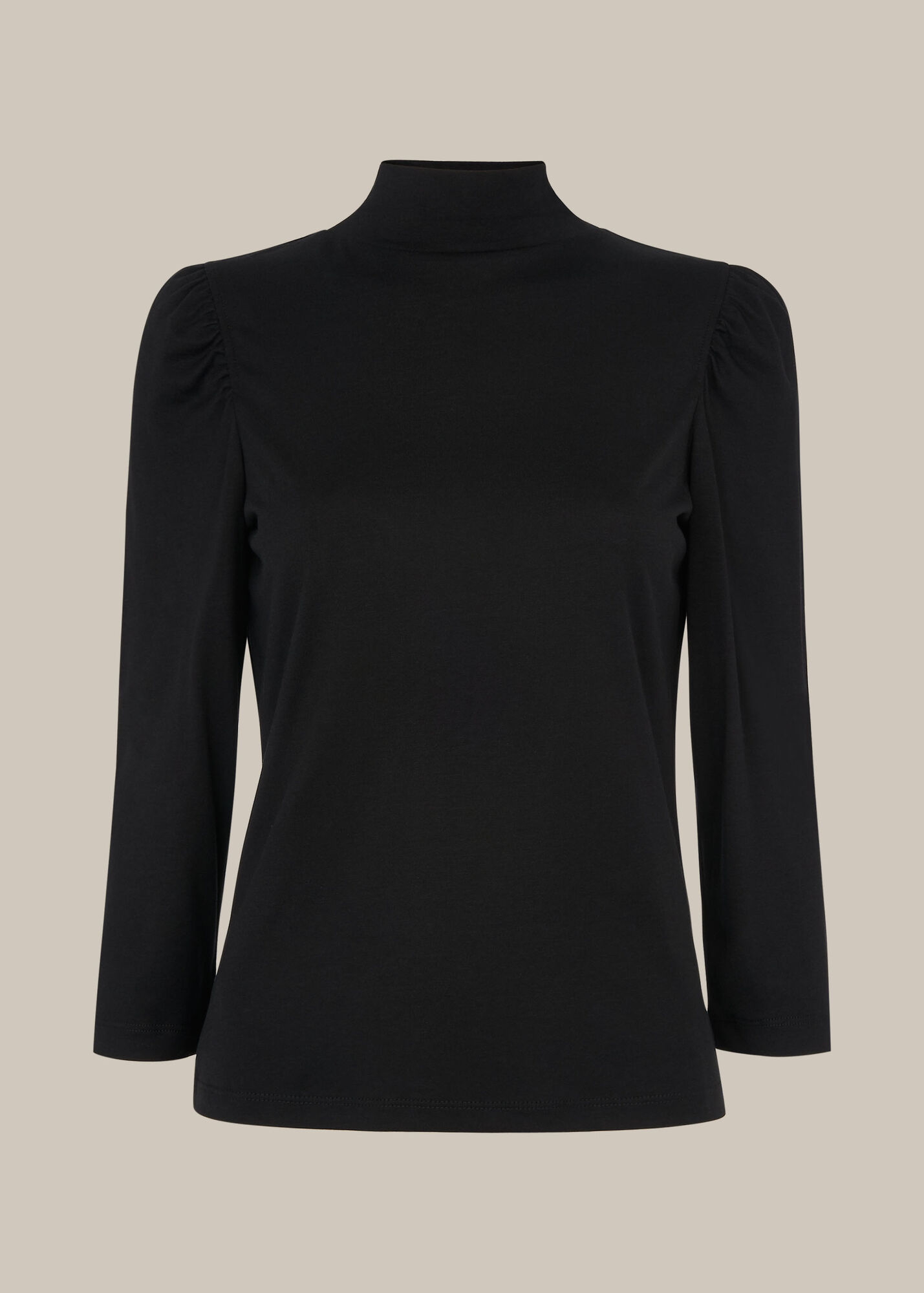 Black High Neck Puff Sleeve Top | WHISTLES