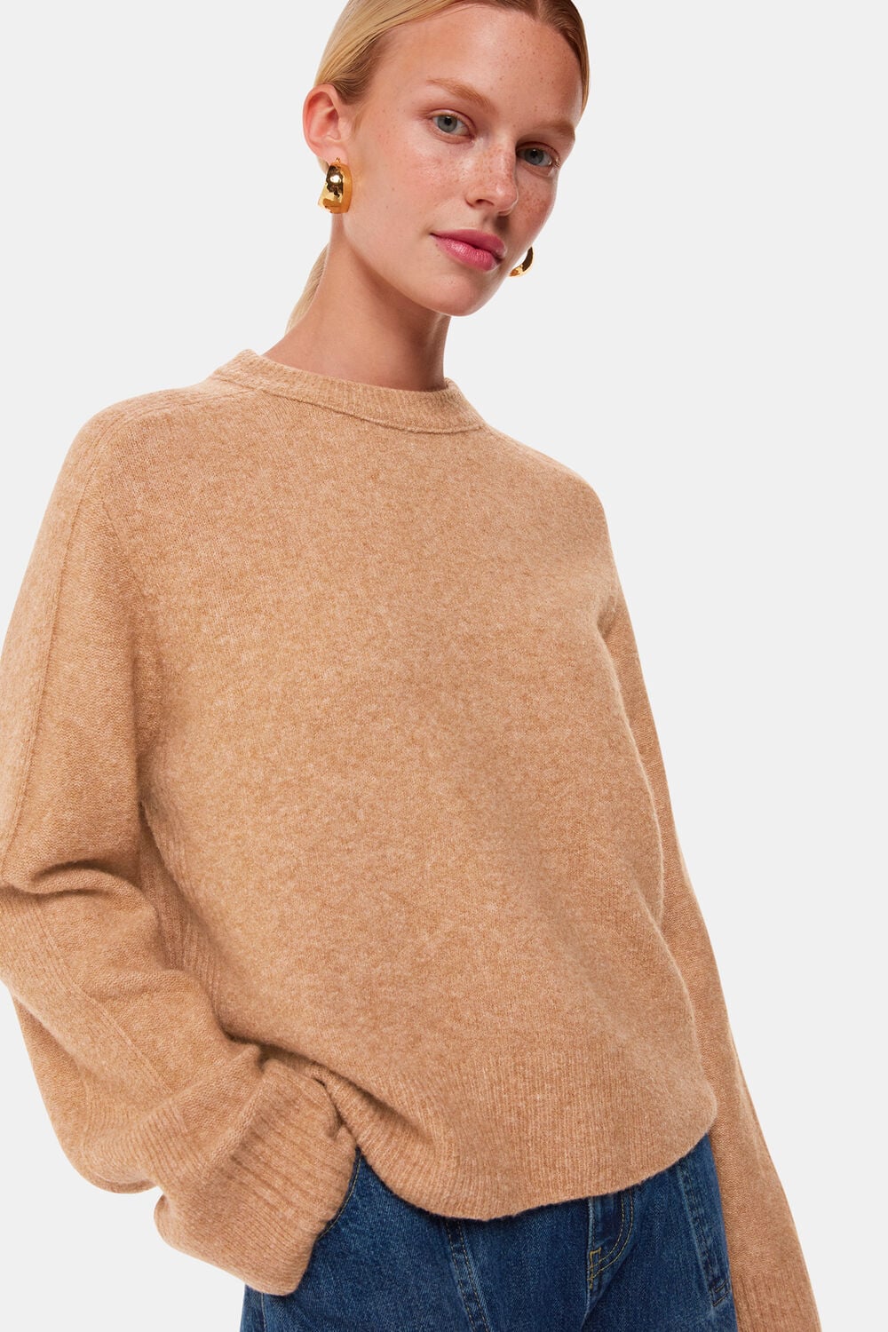 Camel Alana Wool Mix Crew Neck