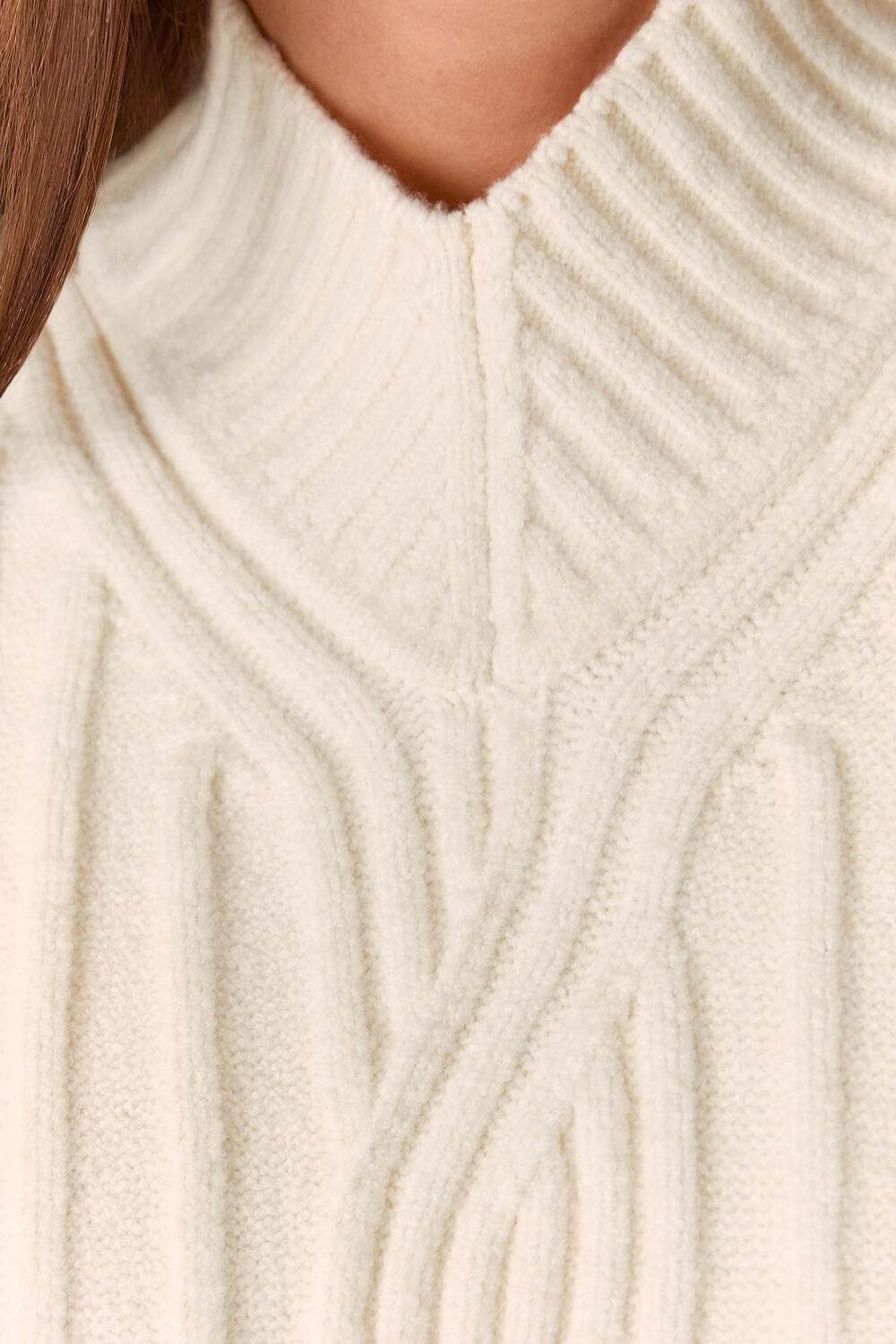 Ivory V Neck Cable Detail Tank