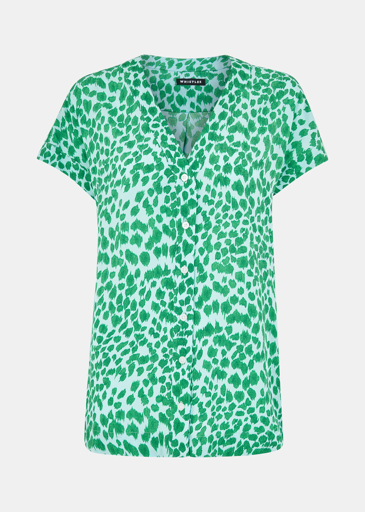Green/Multi Smooth Leopard Print Blouse | WHISTLES