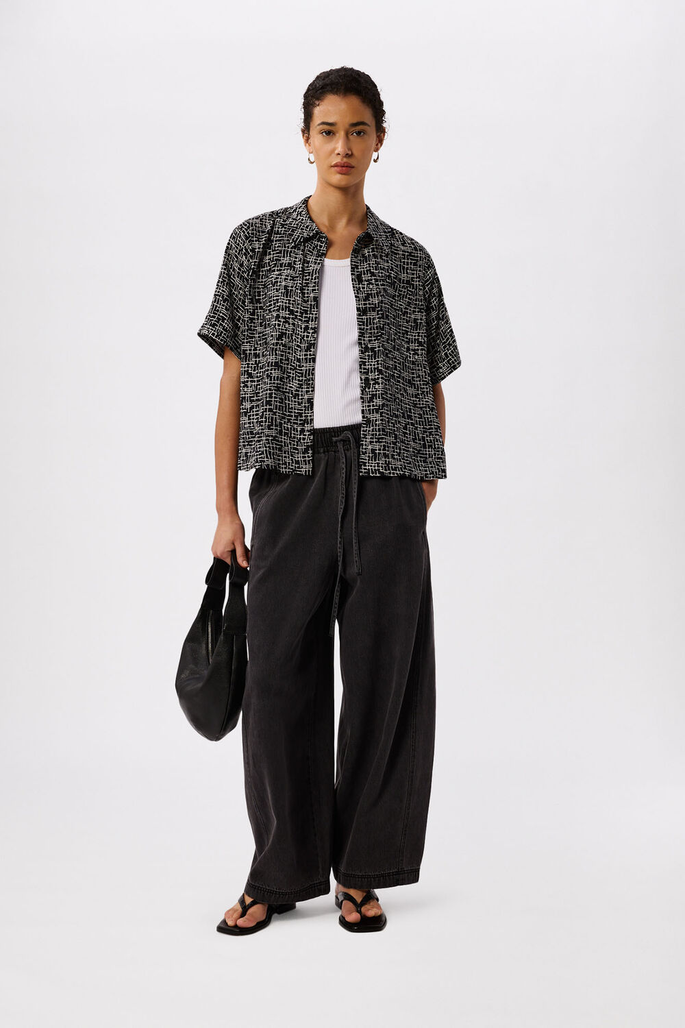 Black Woven Grid Shirt