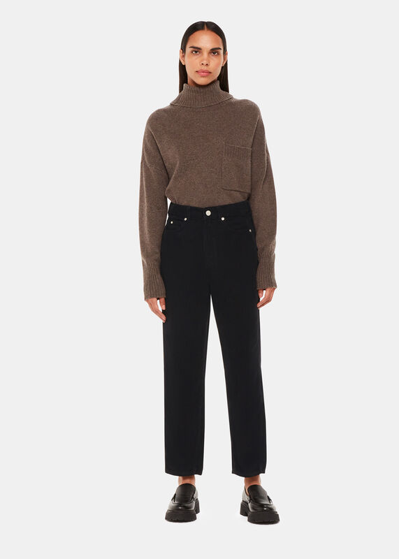 High Waist Cord Barrel Jean