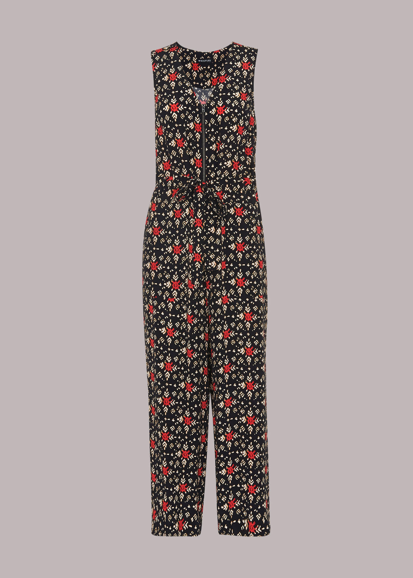 Black/Multi Block Print Corey Zip Jumpsuit WHISTLES