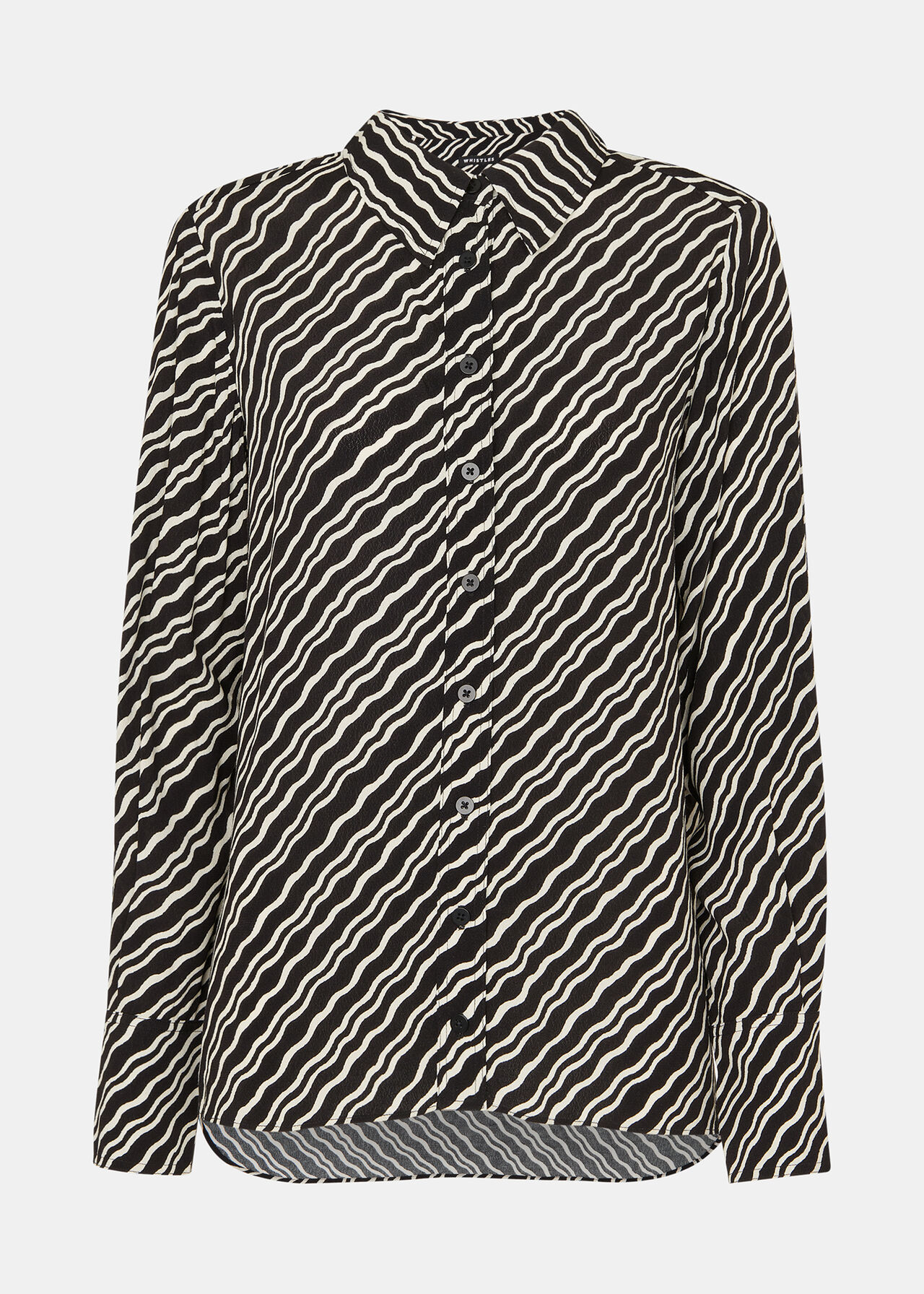 Black/Multi Diagonal Ripple Print Shirt | WHISTLES | Whistles UK