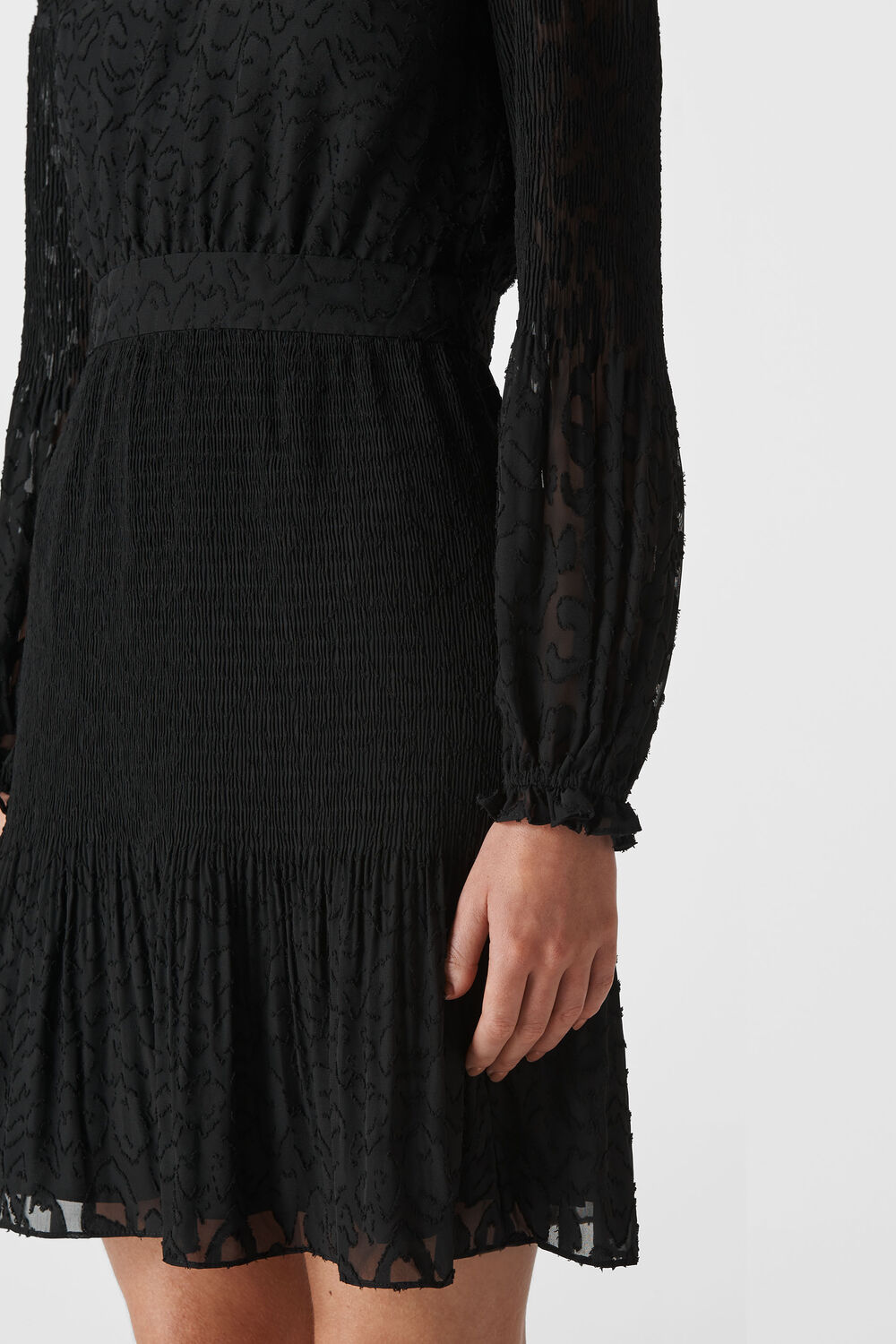 Animal Devore Pleated Dress Black