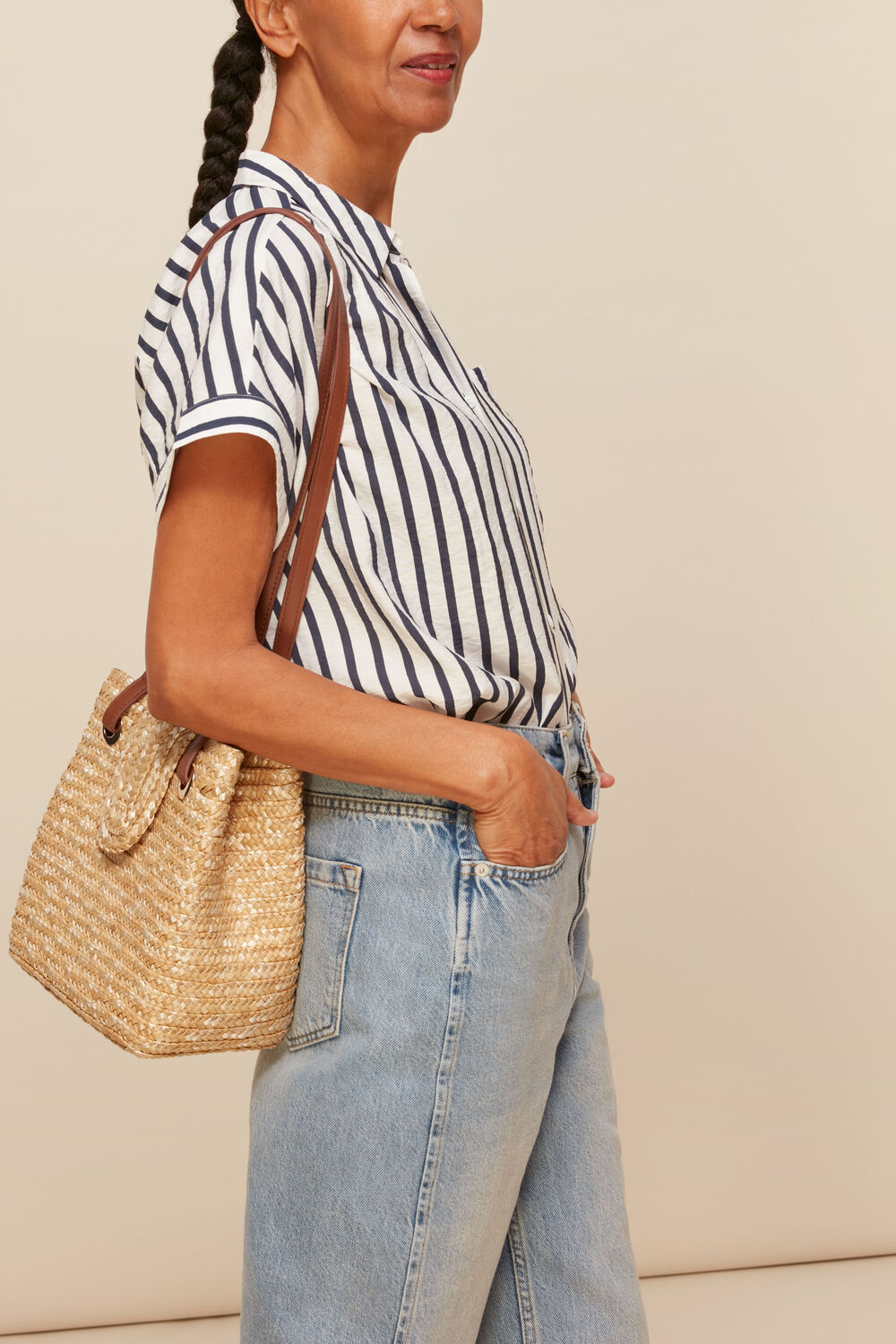 Winslow Straw Shoulder Bag Neutral