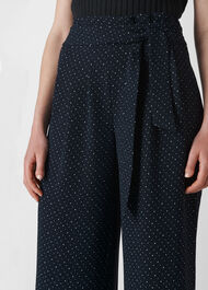 Micro Spot Tie Waist Trouser Navy/Multi