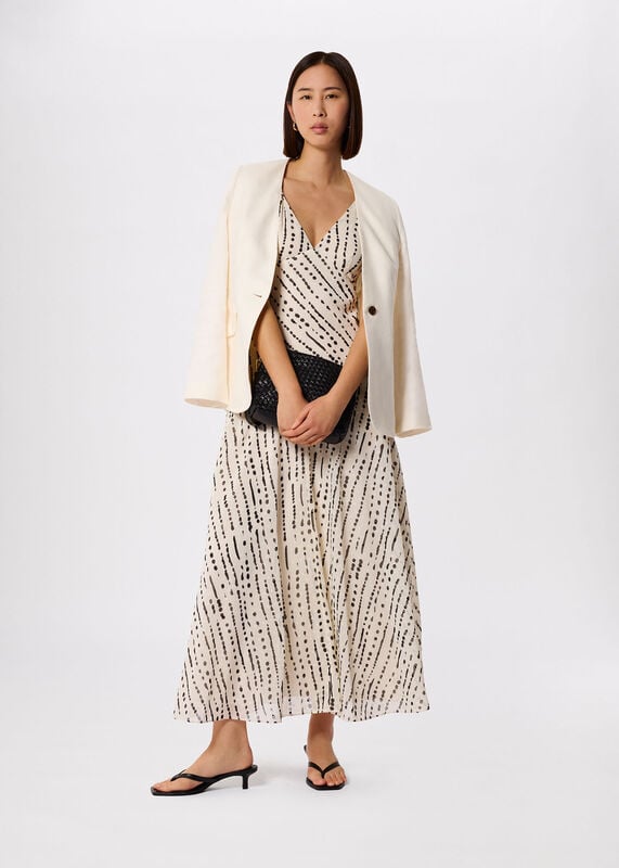 Ivory Collarless Linen Blazer