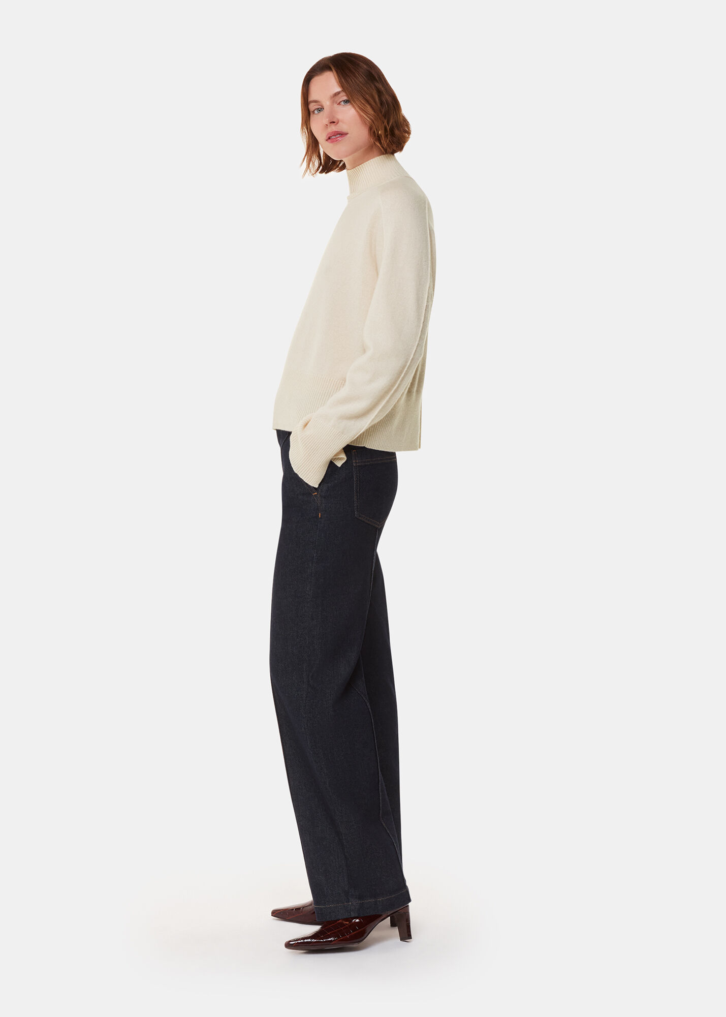 売れ筋商品|||ランズエンド ニット&セーター アウター レディース Women's Cashmere Funnel Neck Sweater Fresh ivory Lands' End Women's Cashmere Funnel Neck Sweater - Medium
