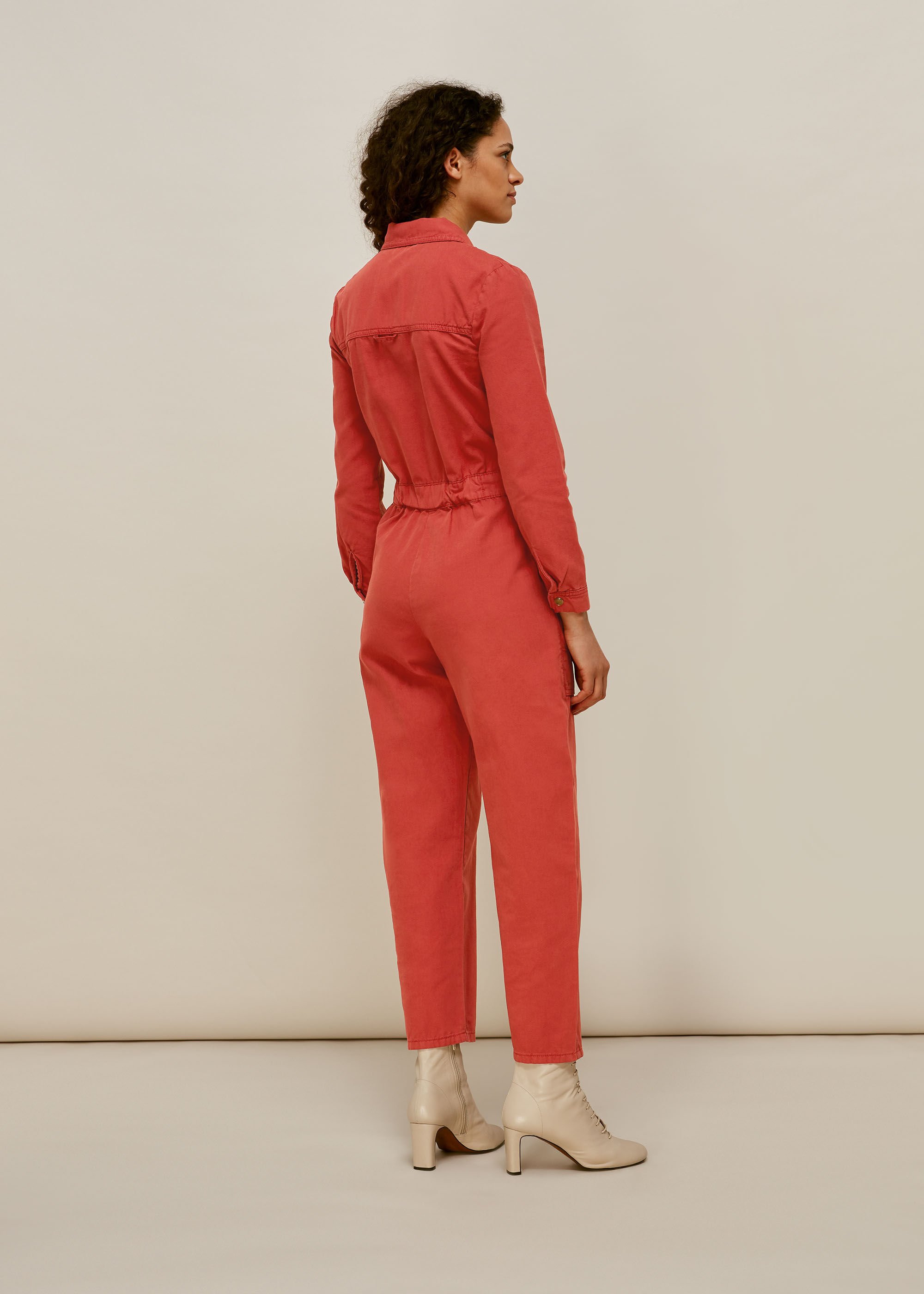 Dark Pink Gabby Denim Jumpsuit