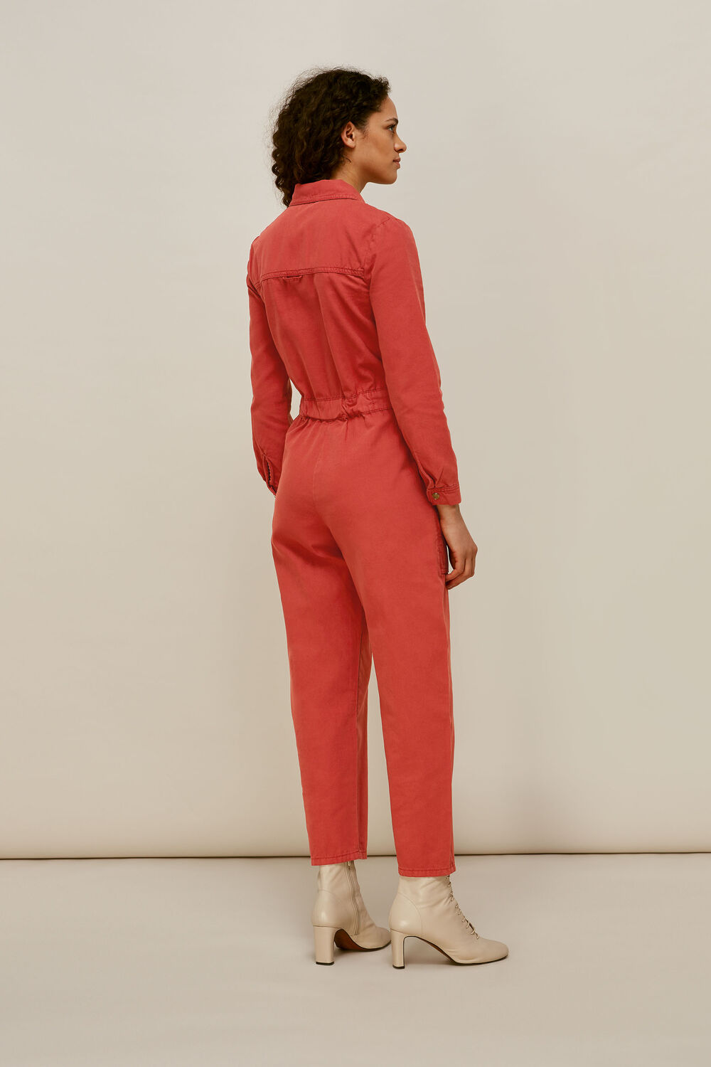 Gabby Denim Jumpsuit Dark Pink