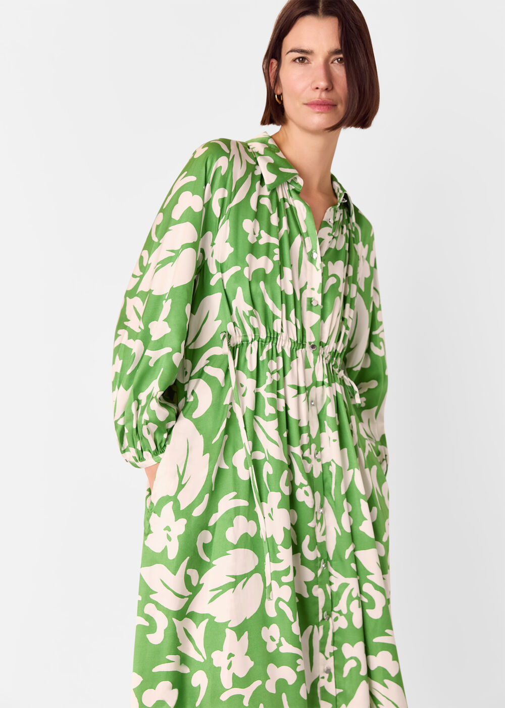 Floral Trapeze Shirt Dress