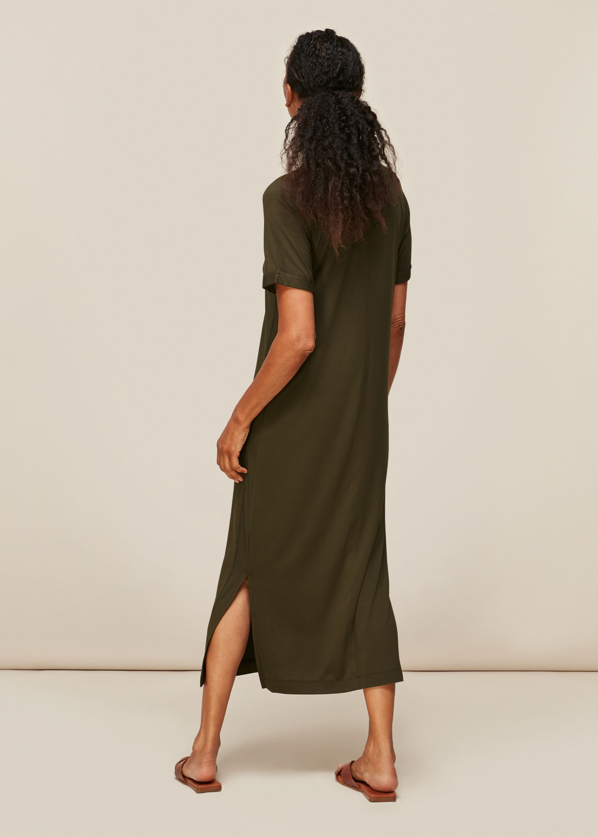 Khaki Jersey Longline Dress WHISTLES