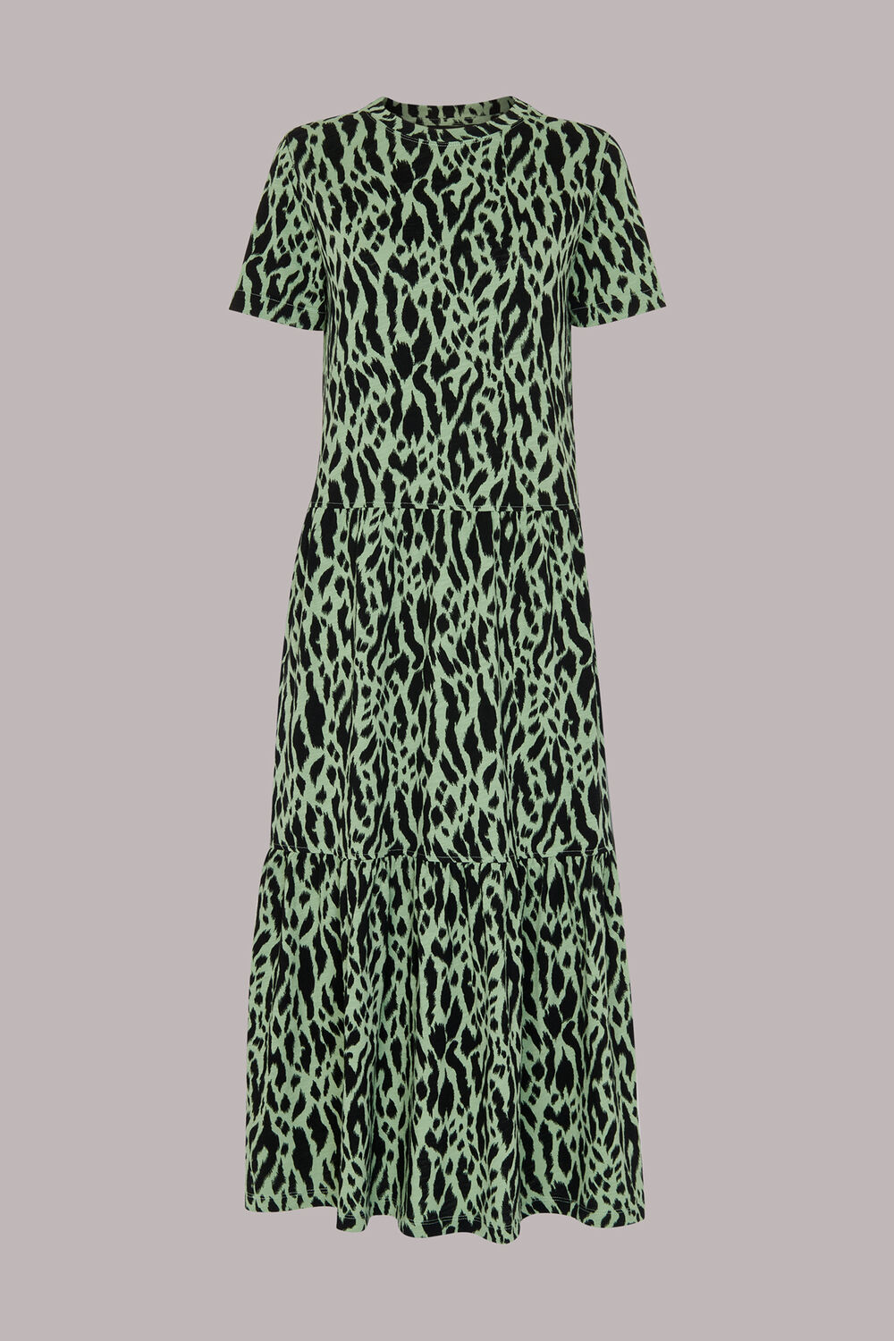 Green Zebra Tiered Jersey Dress