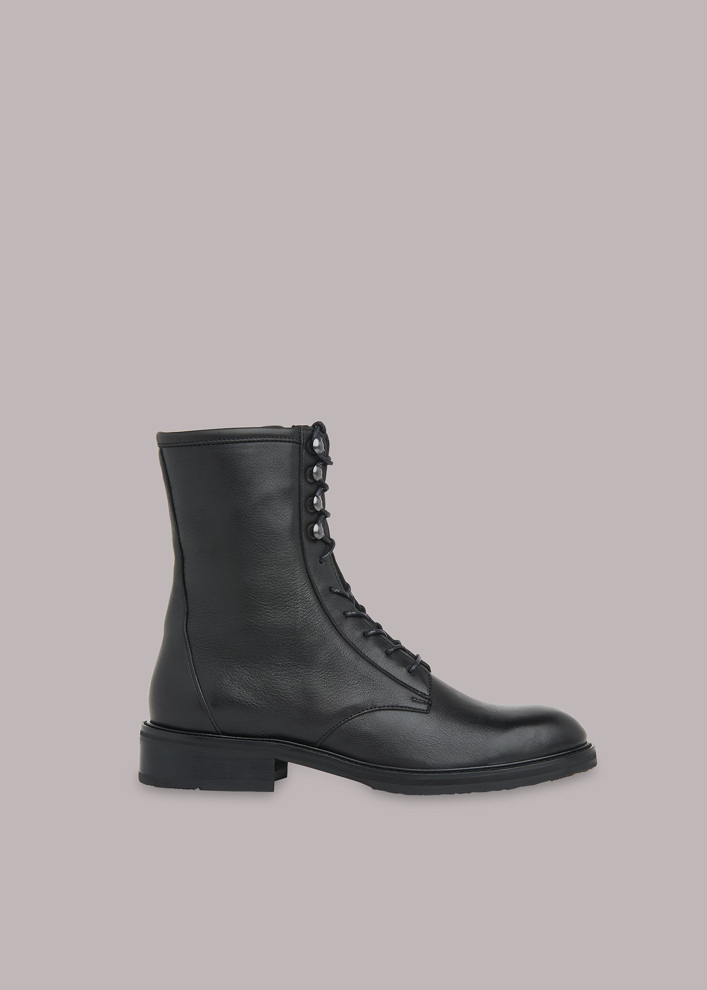 Black Asha Lace Up Boot | WHISTLES 