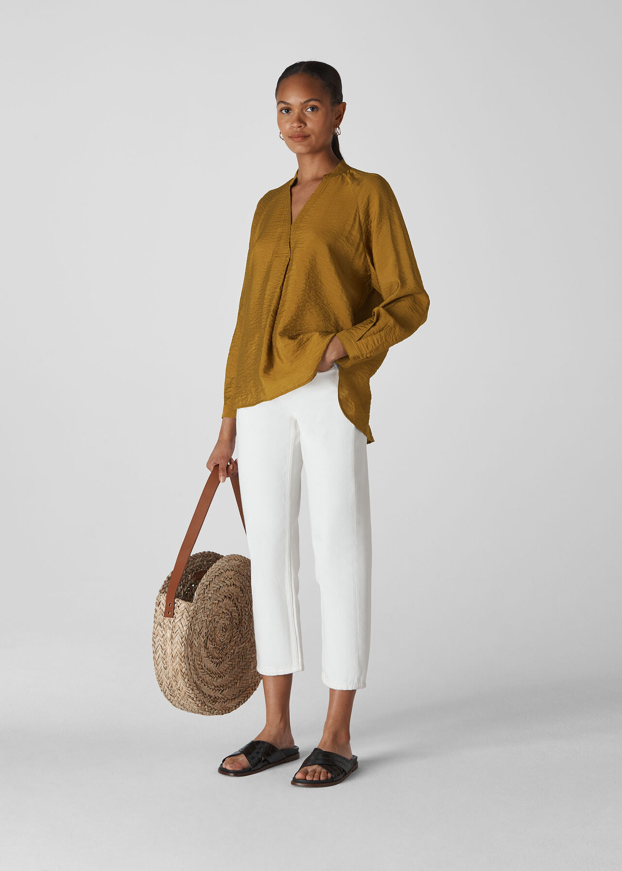 Dylan Long Sleeve Blouse Olive
