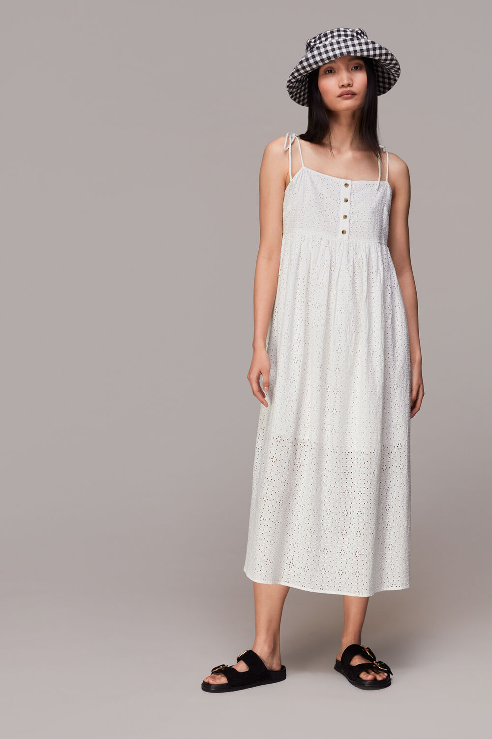 White Mabel Broderie Midi Dress