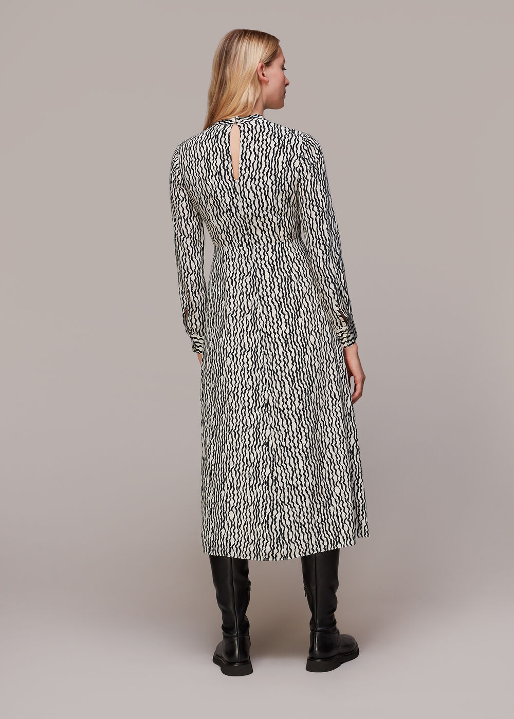 Wiggle Print Silk Midi Dress