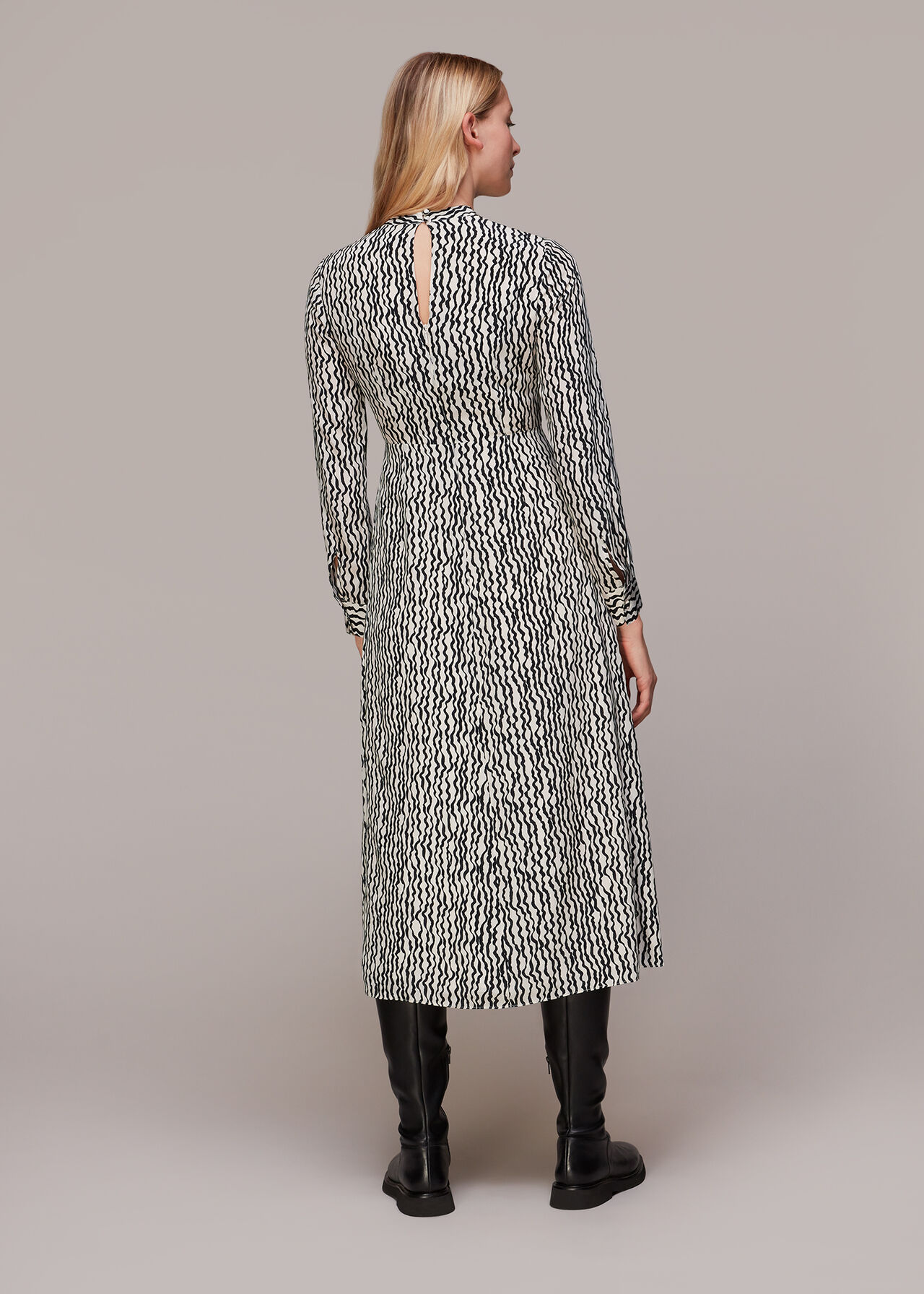 Wiggle Print Silk Midi Dress