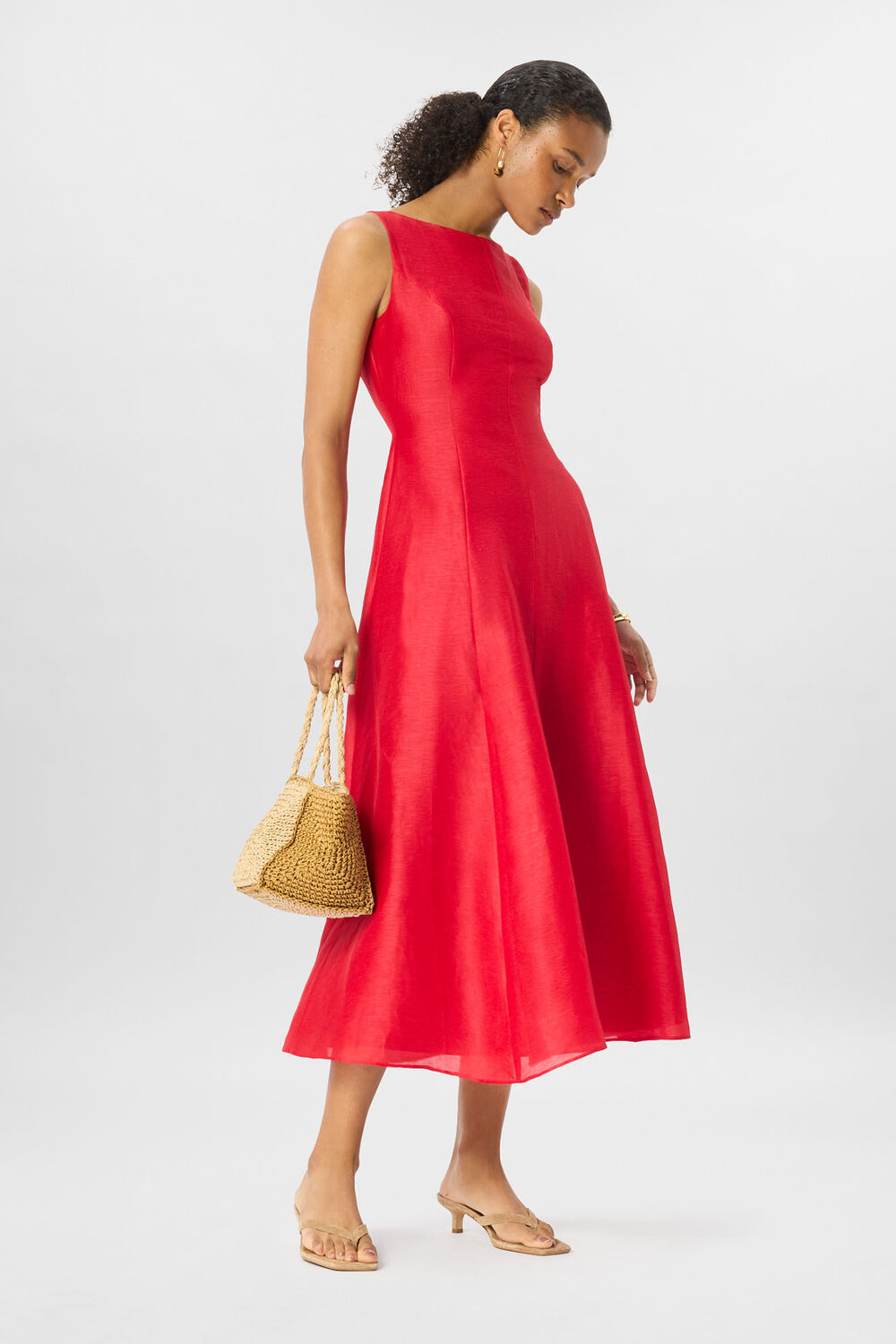 Red Silk Blend Occasion Maxi Dress