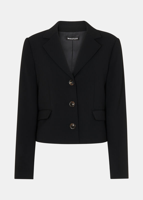 Black Tailored Short Crepe Blazer