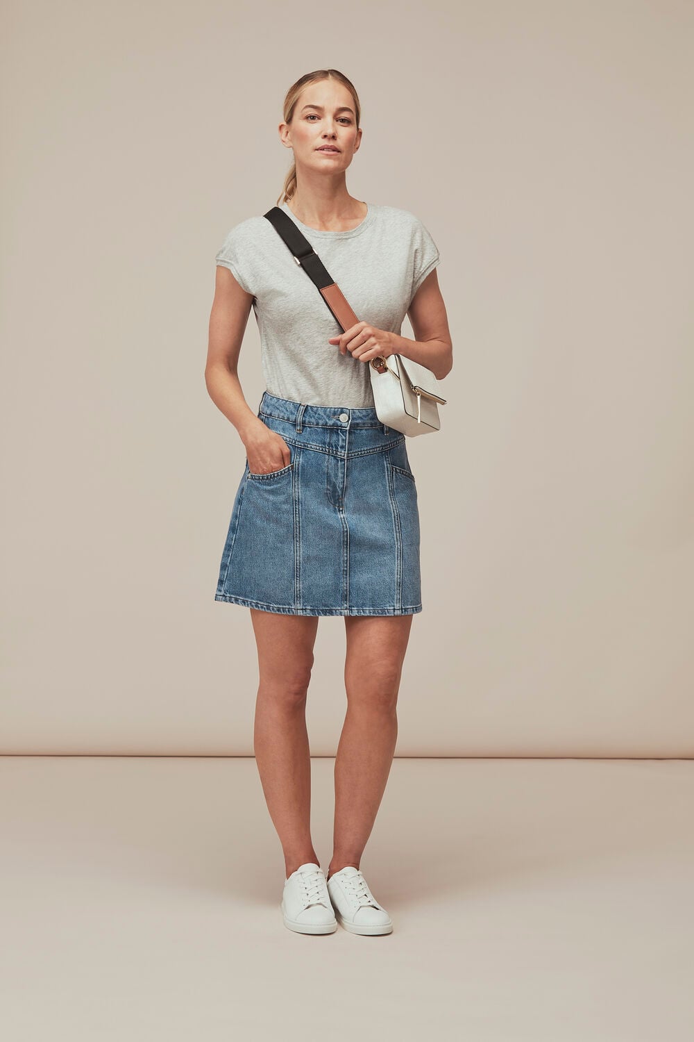 Seam Detail Denim Skirt